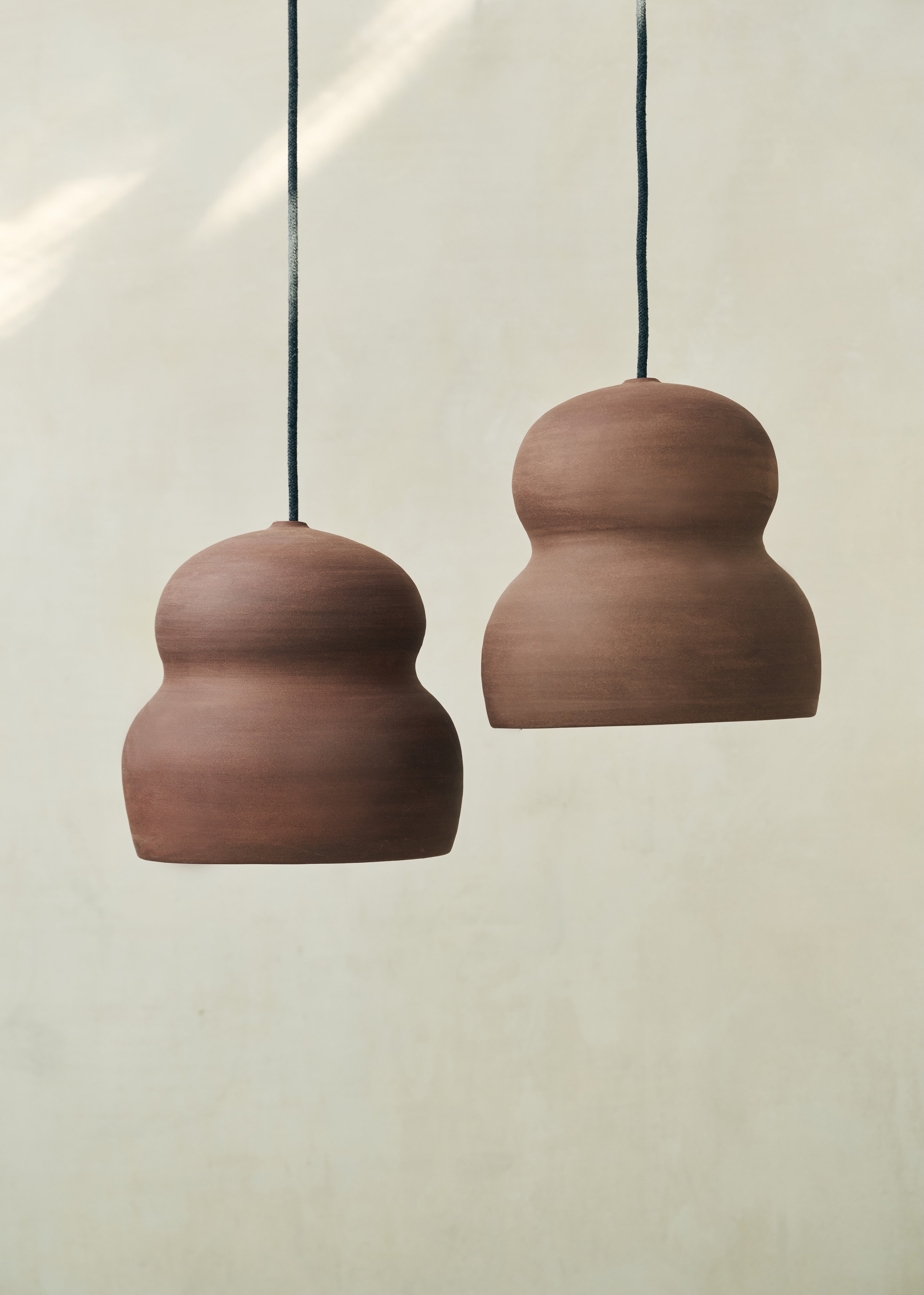 Burnt Terracotta Hourglass Pendant Pair