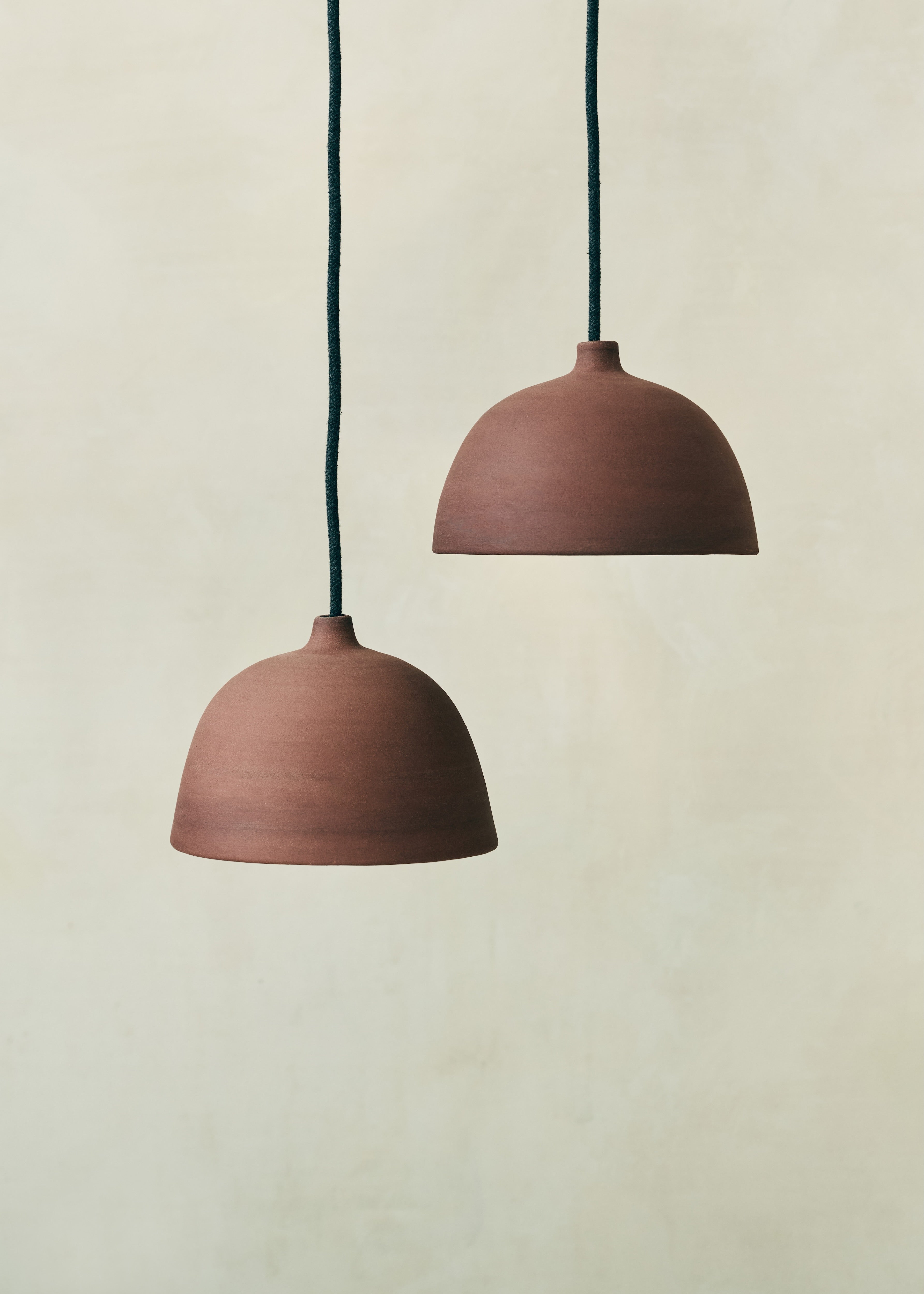 Burnt Terracotta Small Bowl Pendant Pair