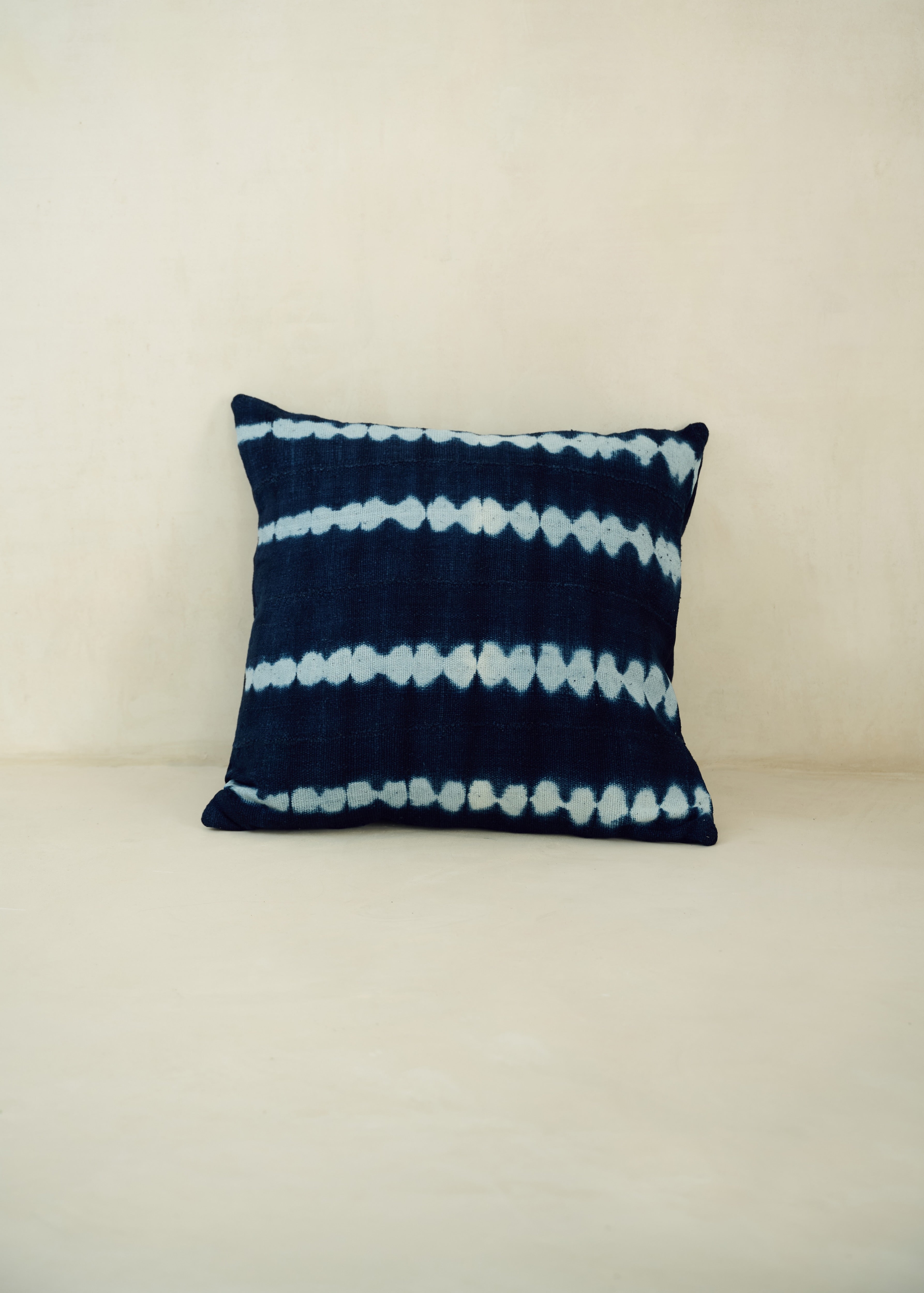 Blue Tie Dye Bogolanfini Cushion - Large Square