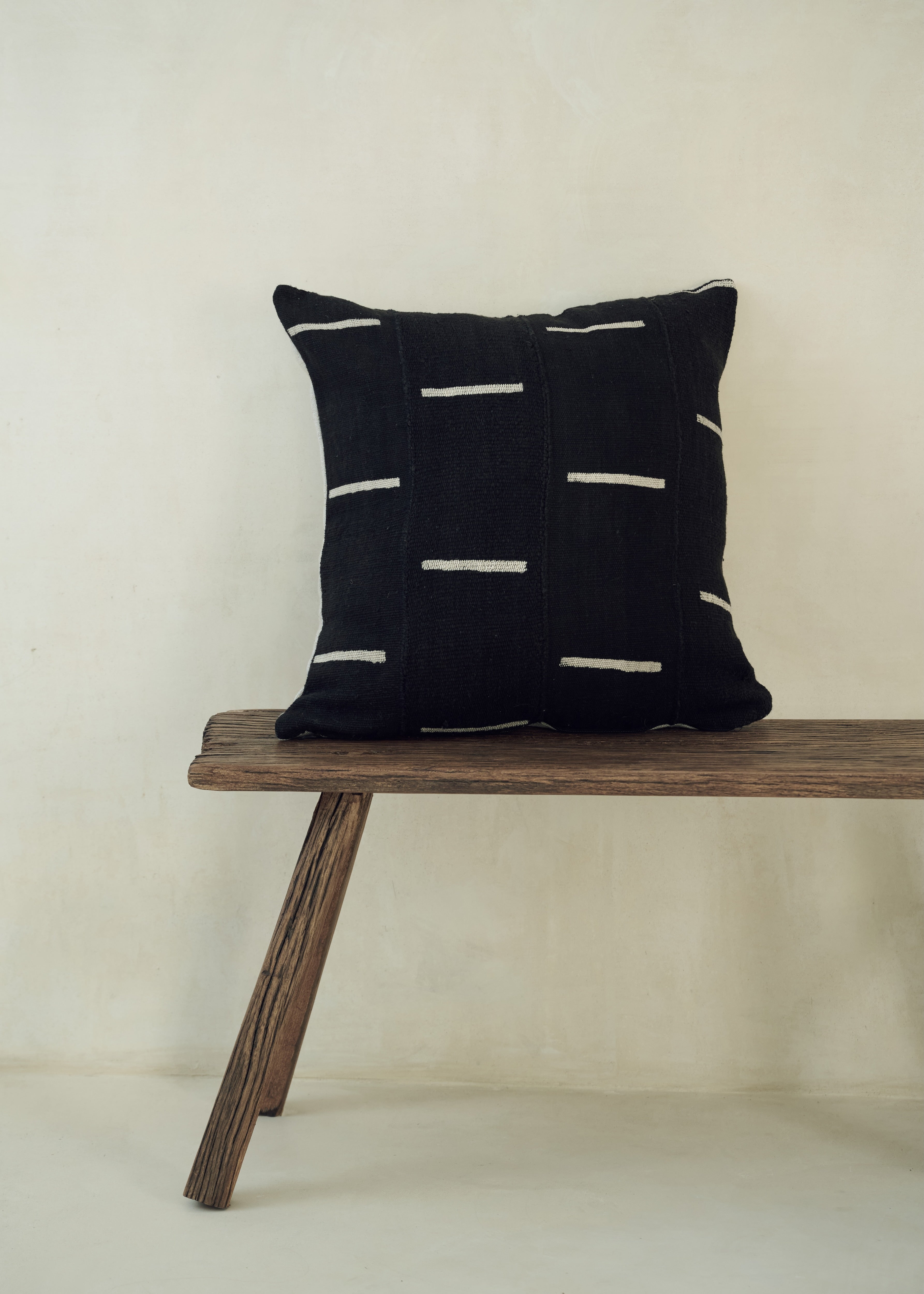 Black And Cream Stripe Bogolanfini Cushion - Square
