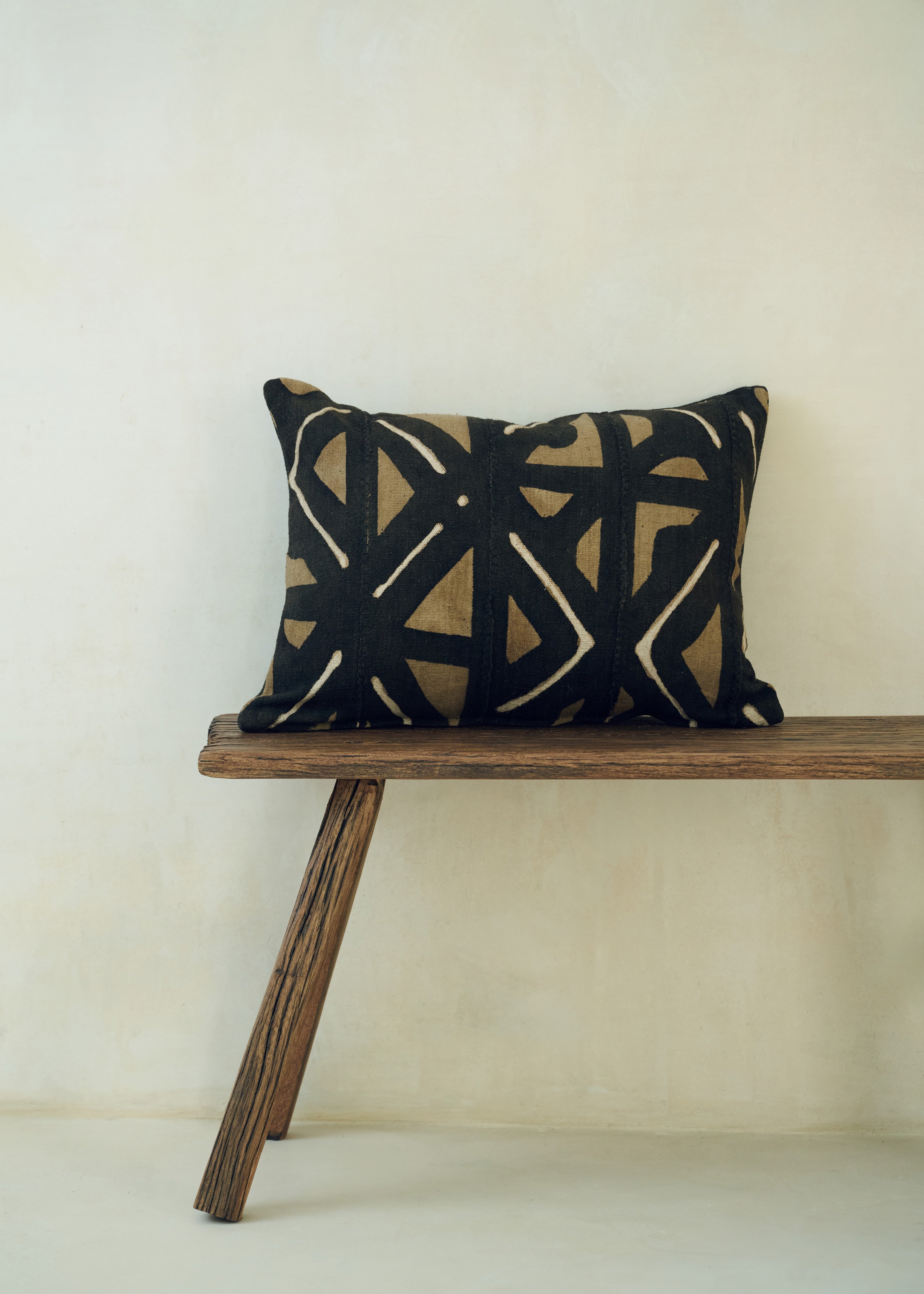 Three Tone Bold Print, Bogolanfini Cushion - Rectangle