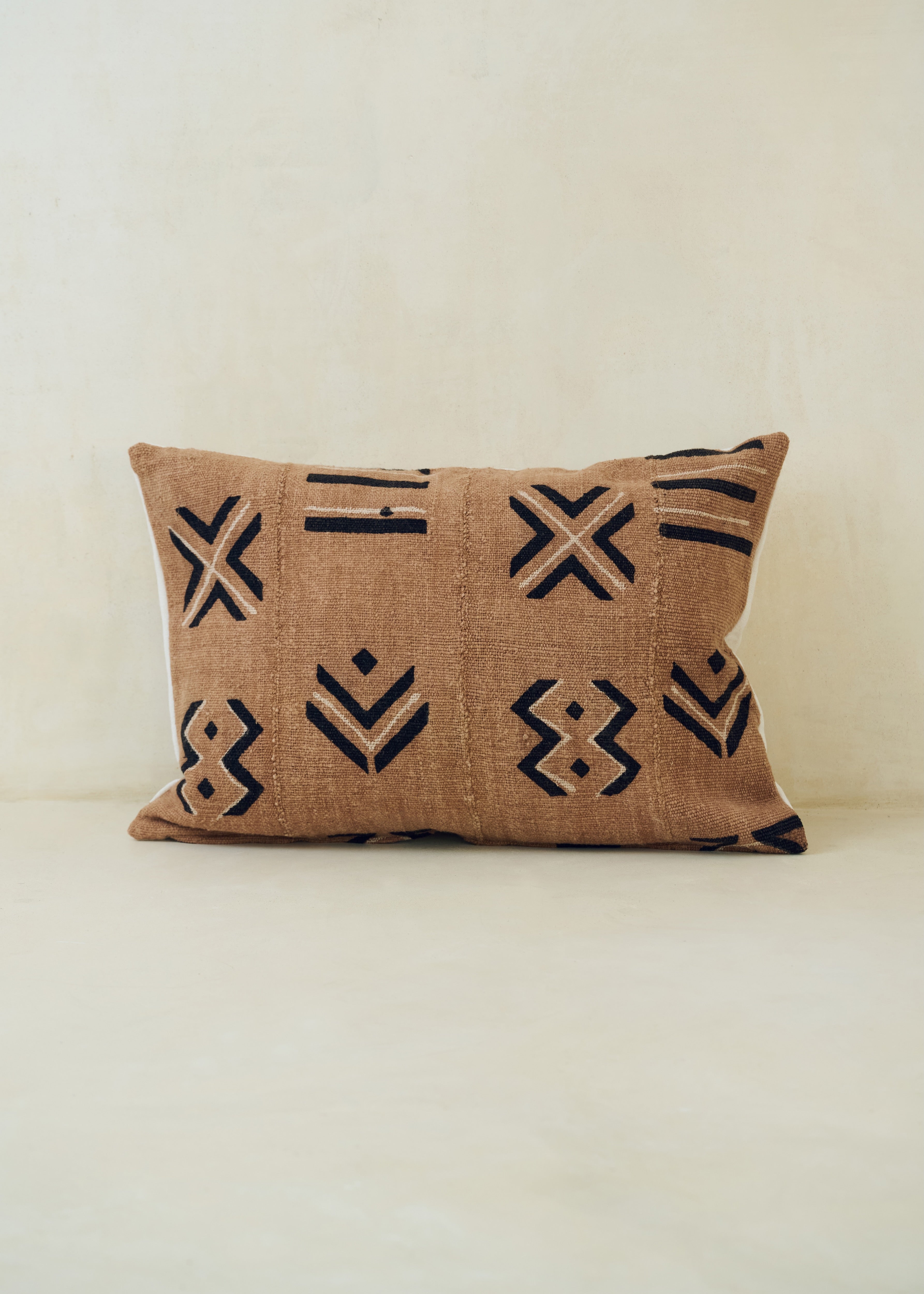 Brown Graphic Print, Bogolanfini Cushion - Rectangle