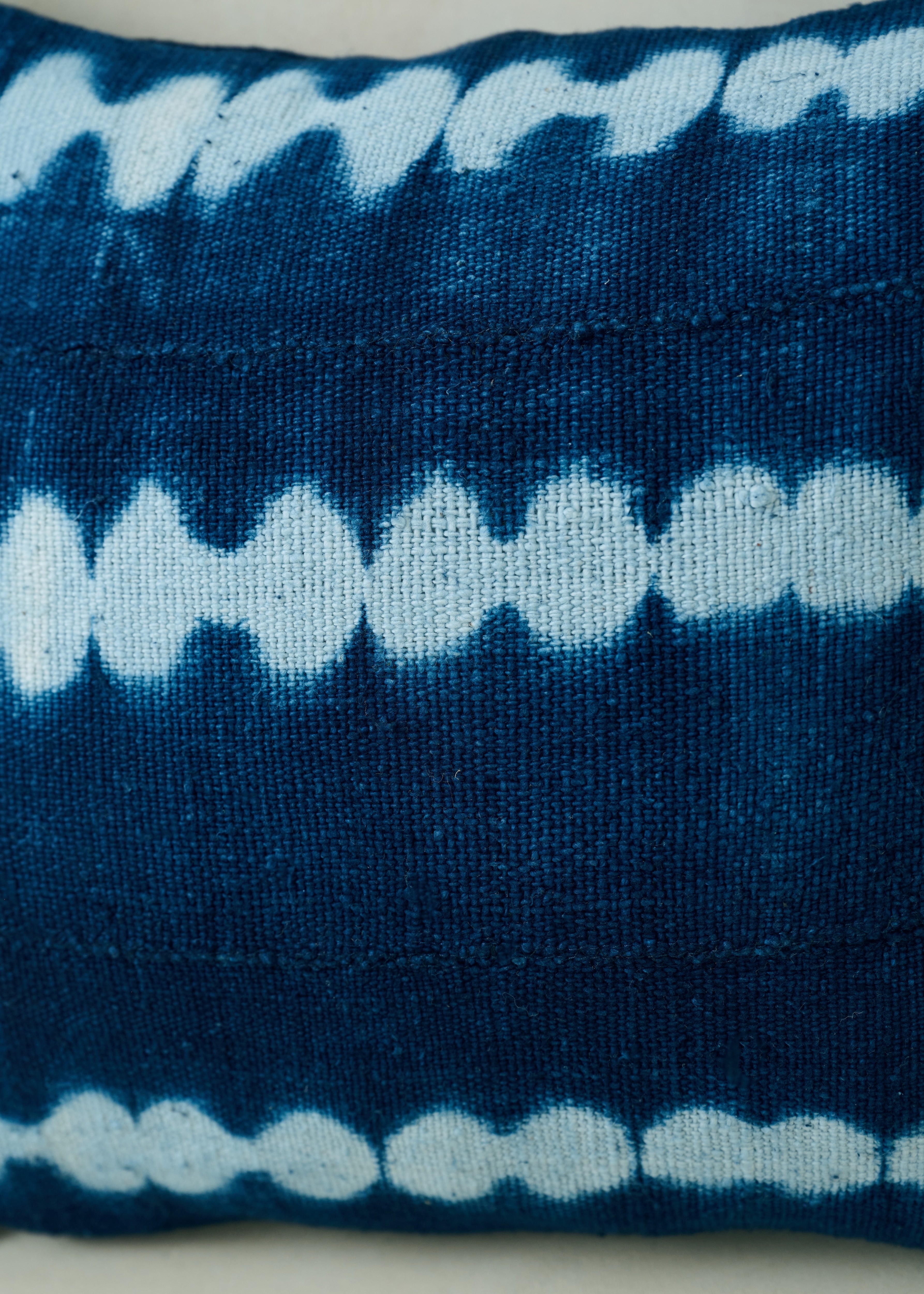 Blue Tie Dye Bogolanfini Cushion - Small Square