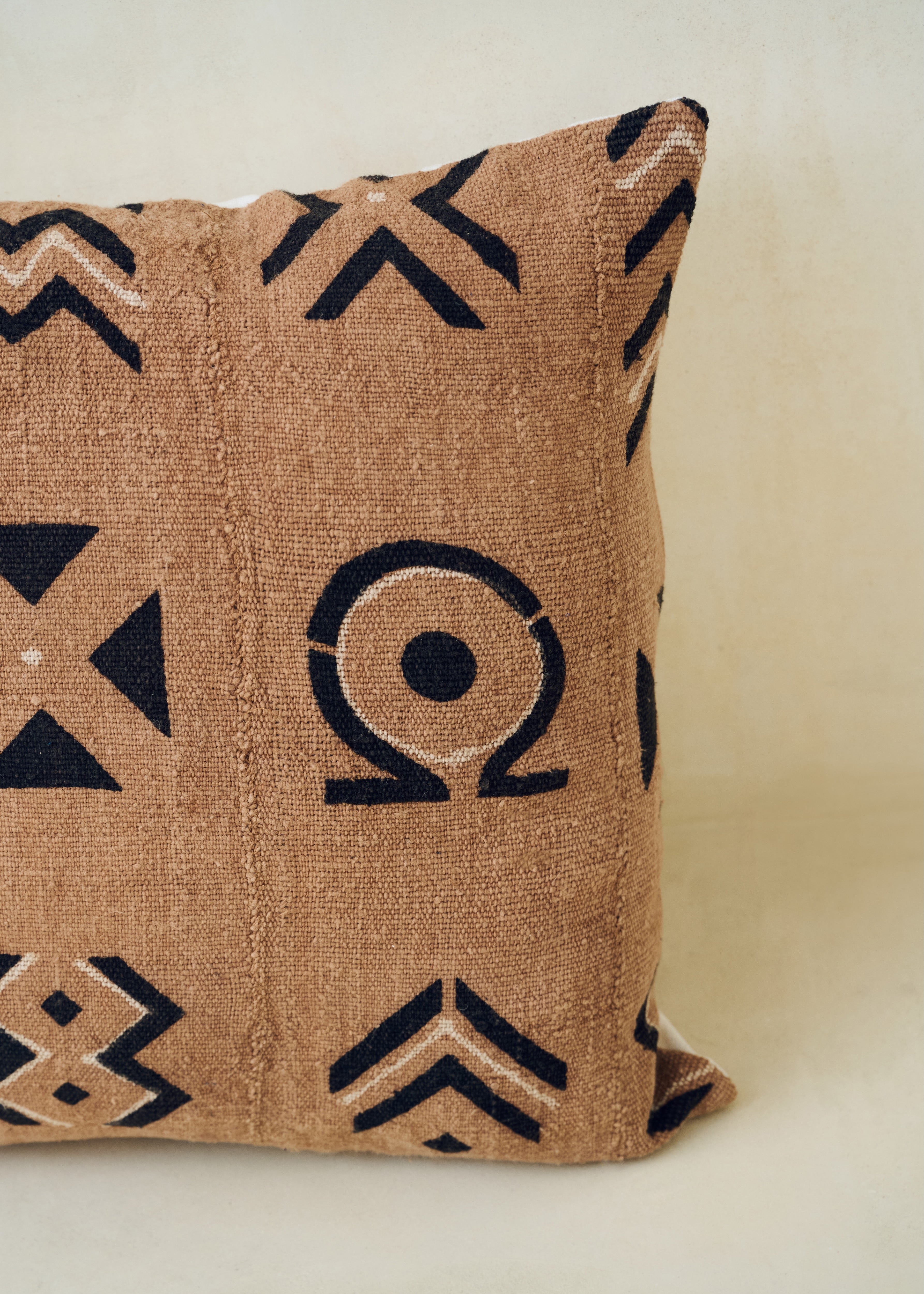 Brown Graphic Print, Bogolanfini Cushion - Square