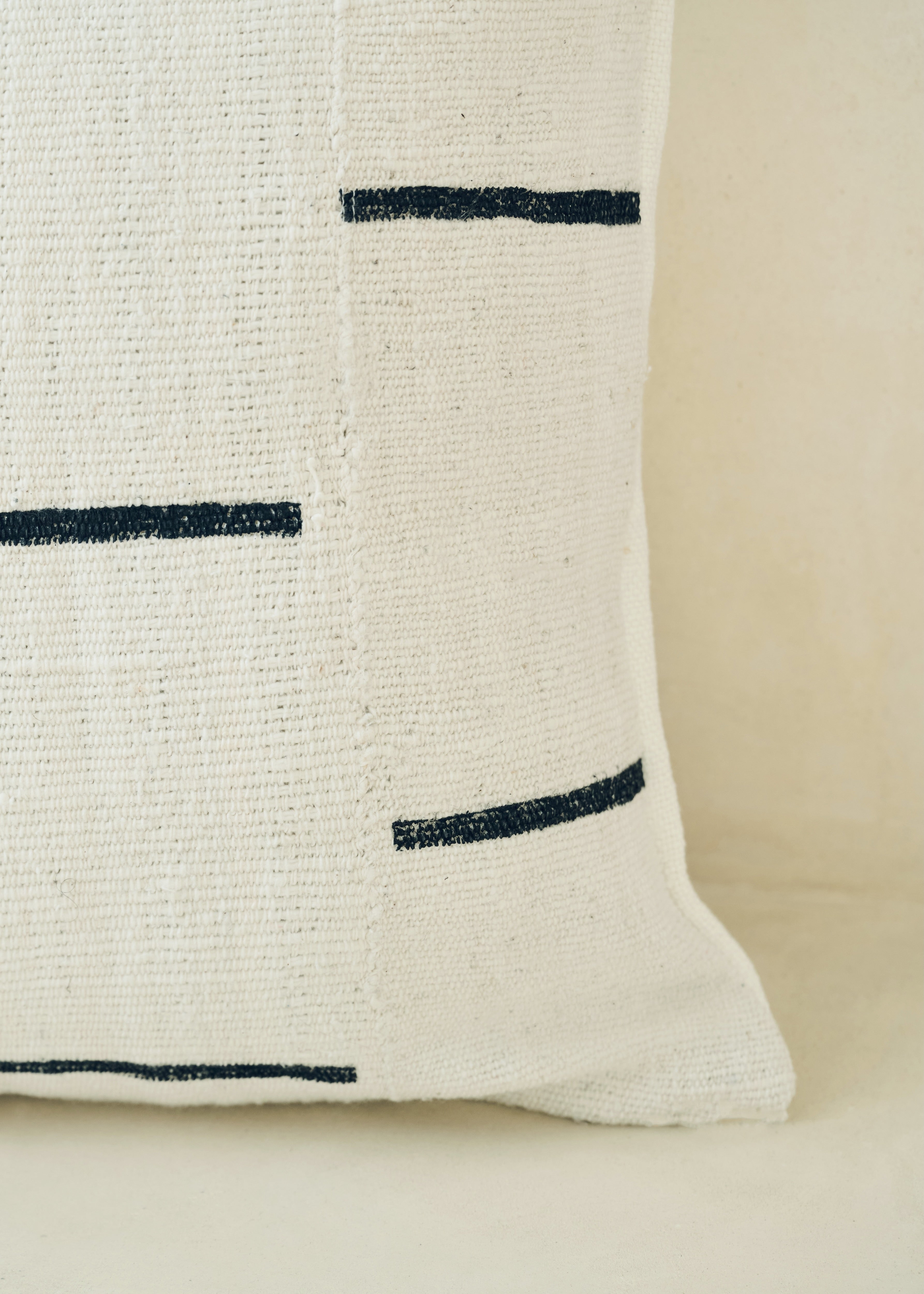 Cream And Black Stripe Bogolanfini Cushion - Square
