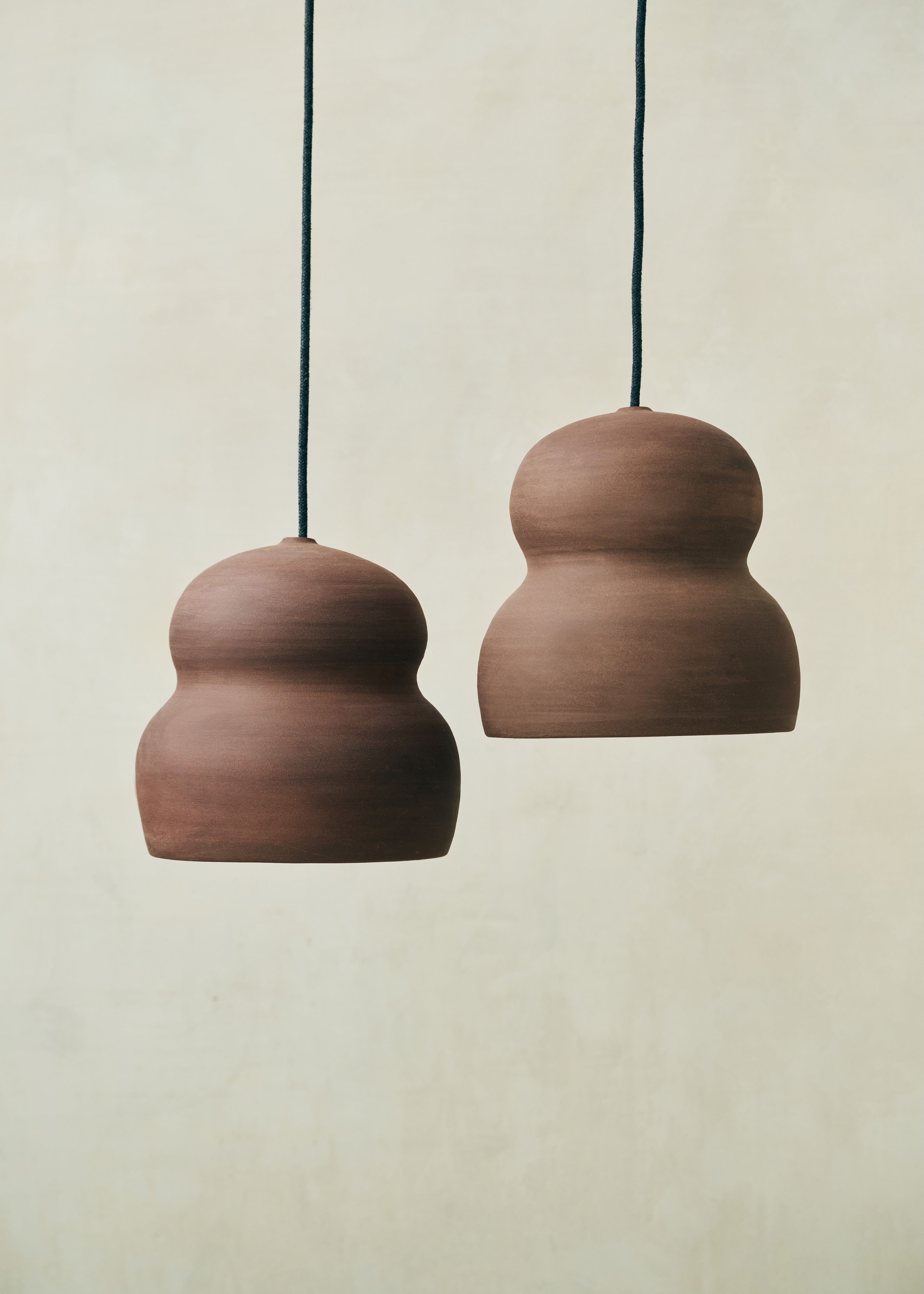 Burnt Terracotta Hourglass Pendant Pair