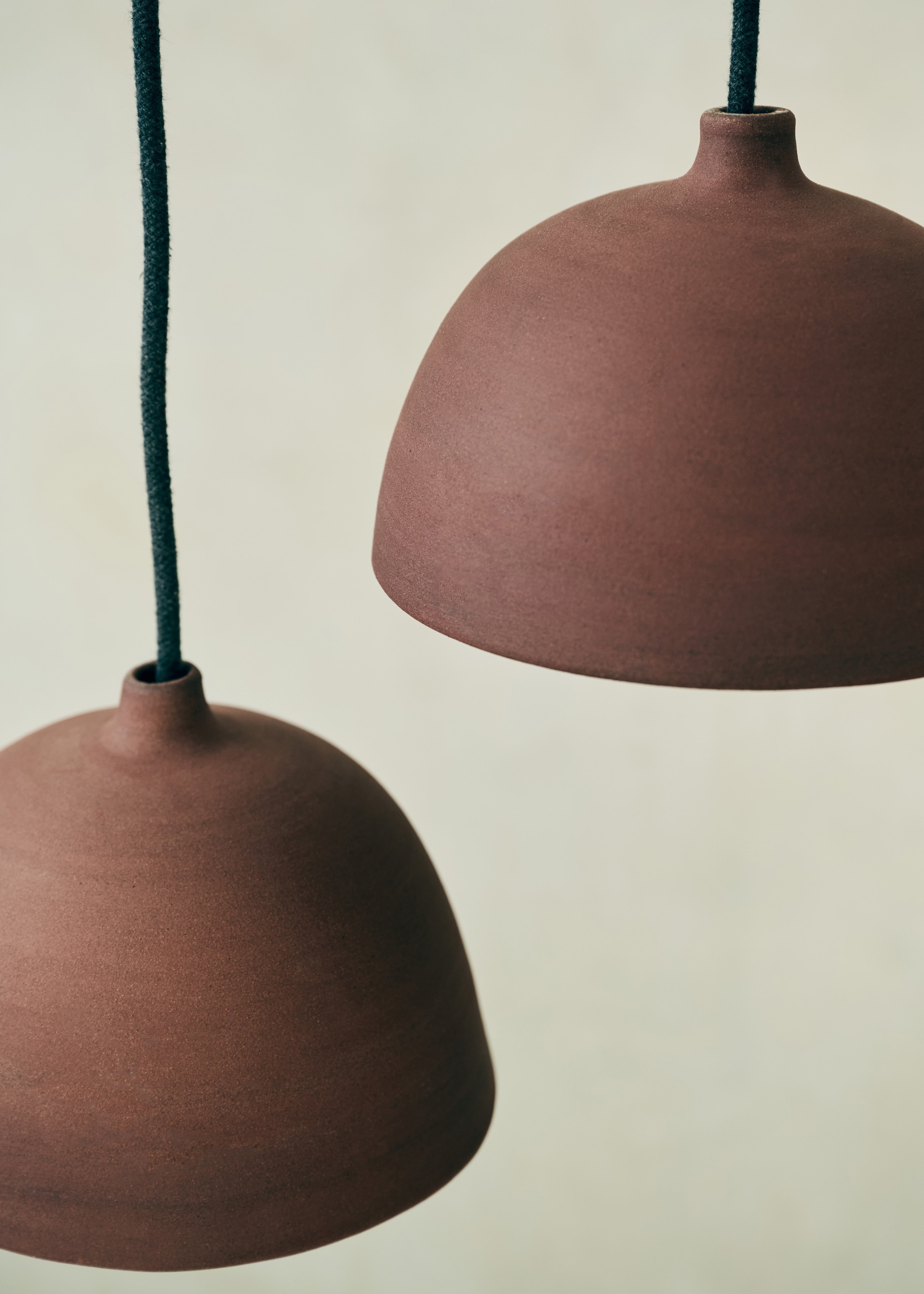 Burnt Terracotta Small Bowl Pendant Pair