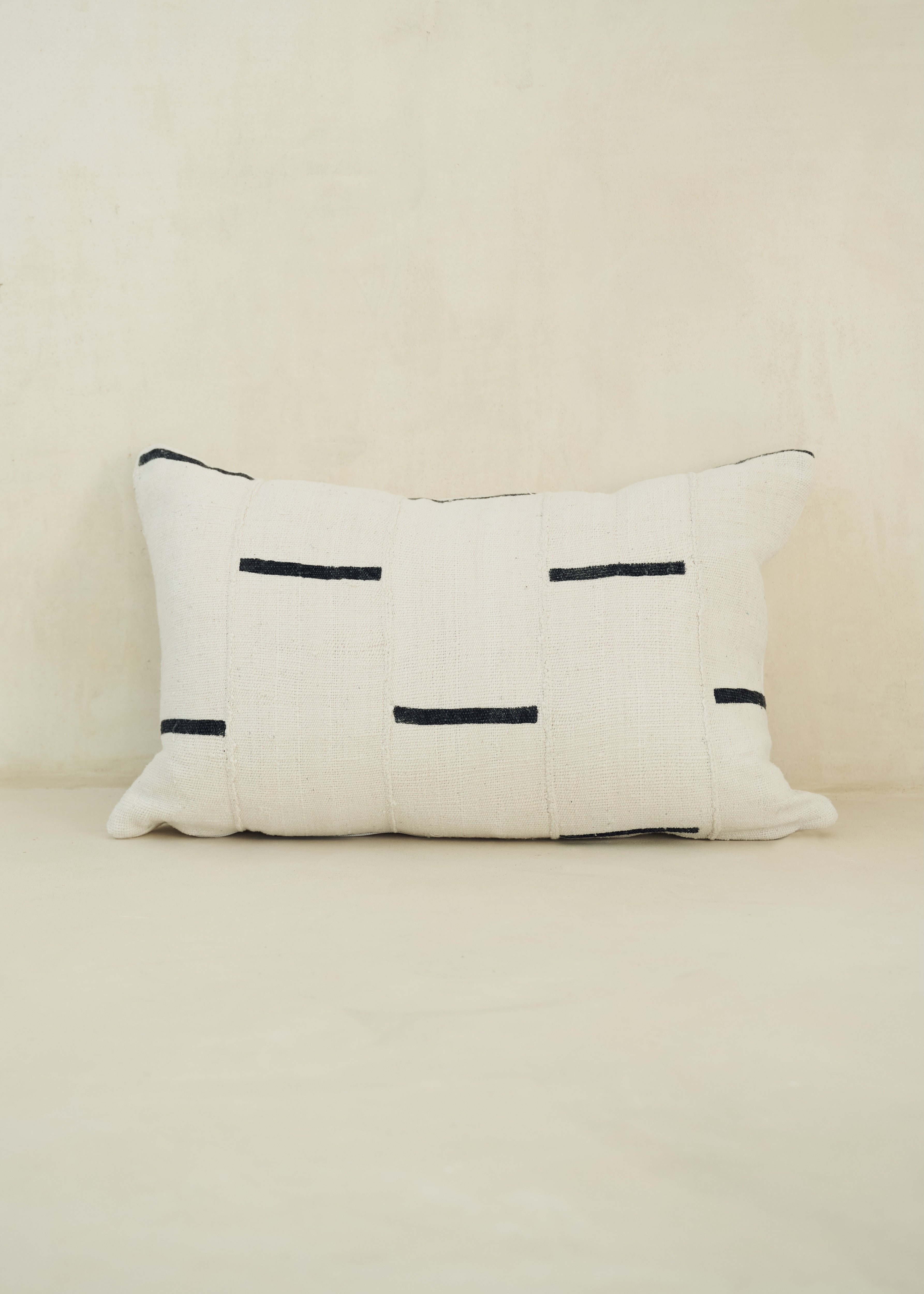 Cream And Black Stripe Bogolanfini Cushion - Rectangle