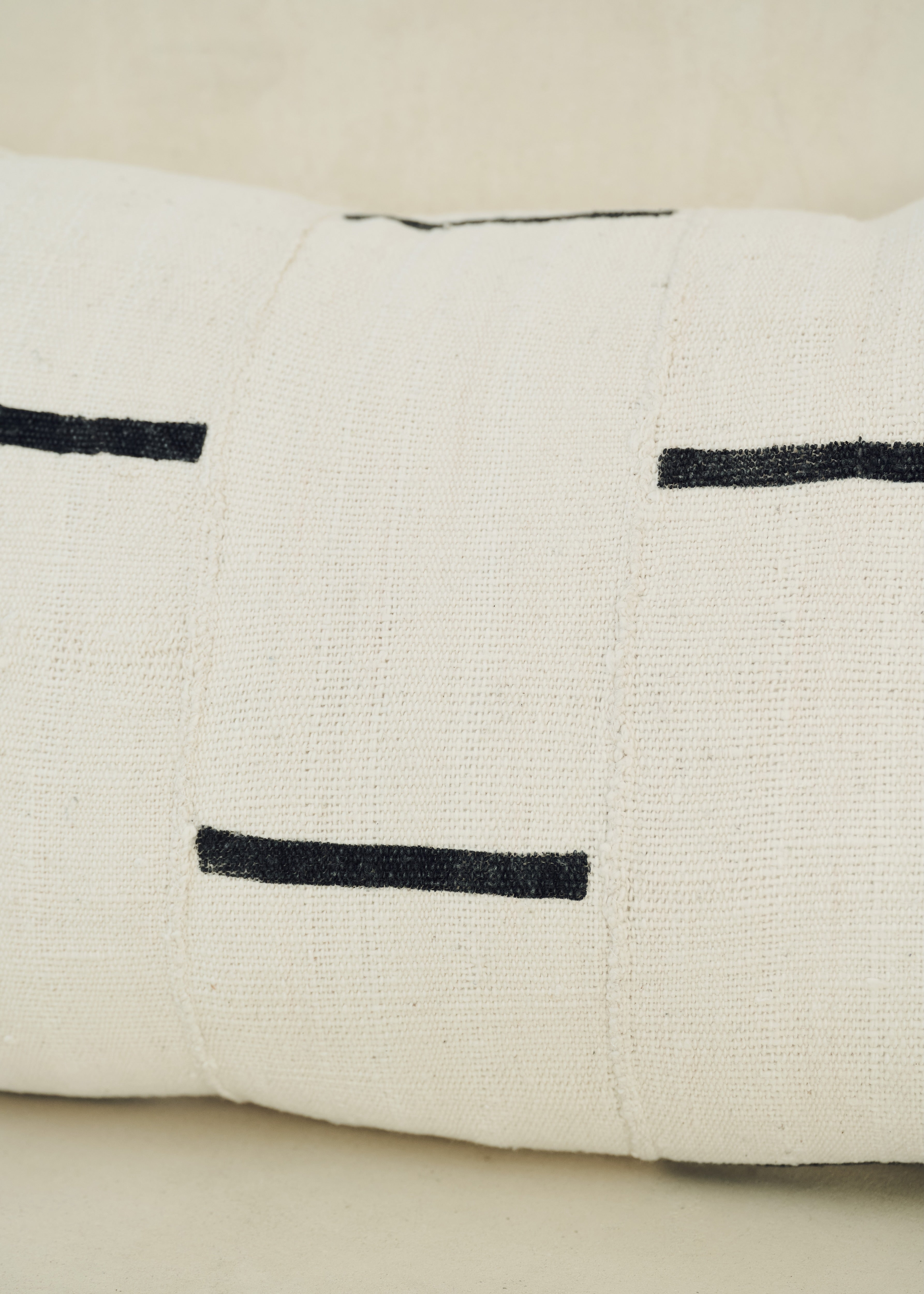 Cream And Black Stripe Bogolanfini Cushion - Rectangle