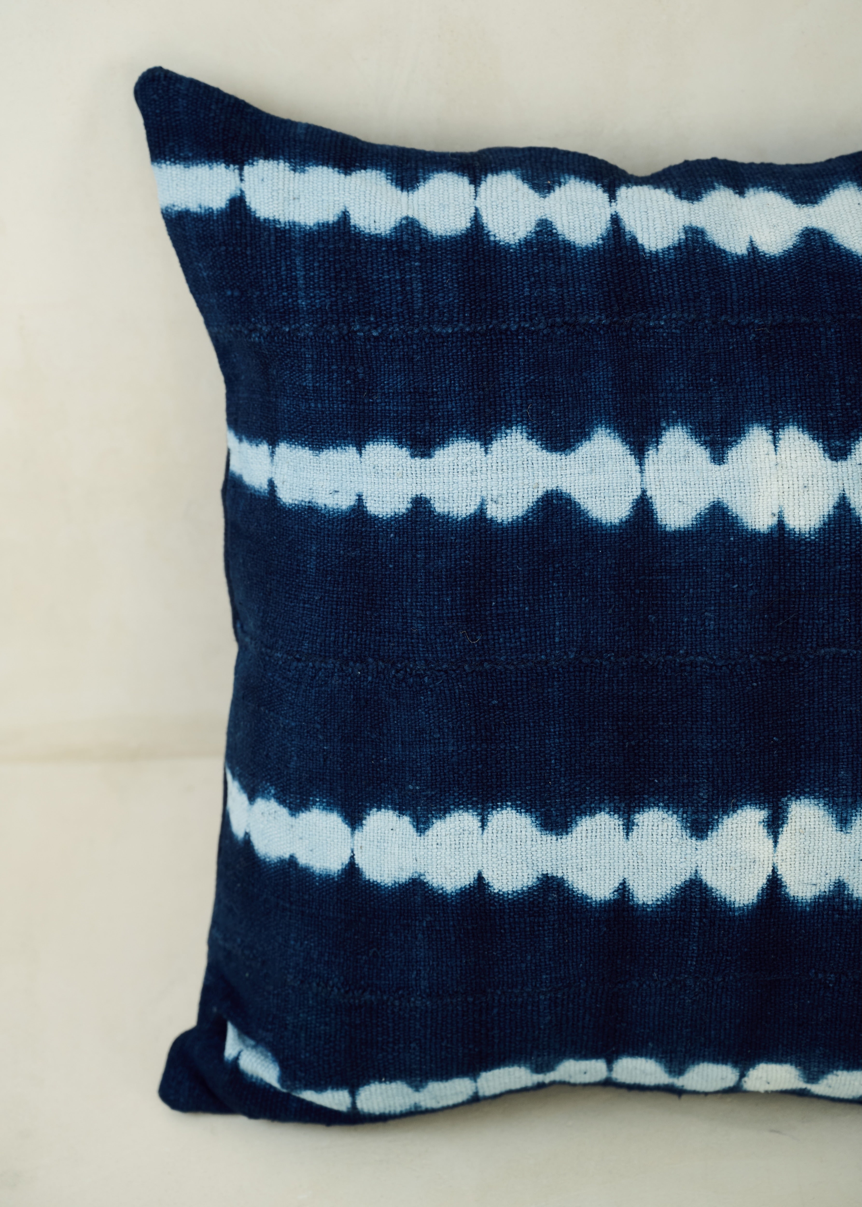 Blue Tie Dye Bogolanfini Cushion - Large Square