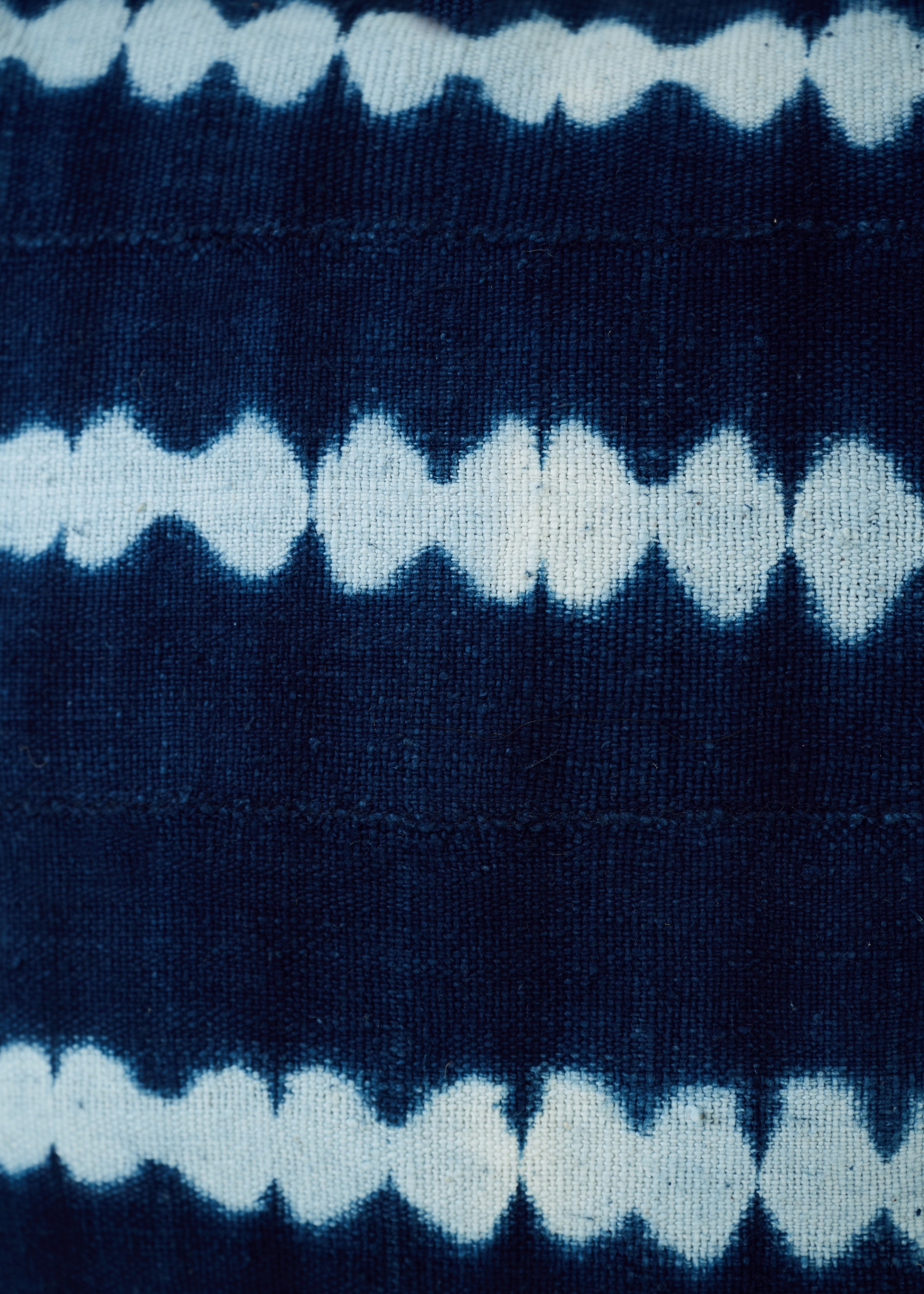 Blue Tie Dye Bogolanfini Cushion - Large Square