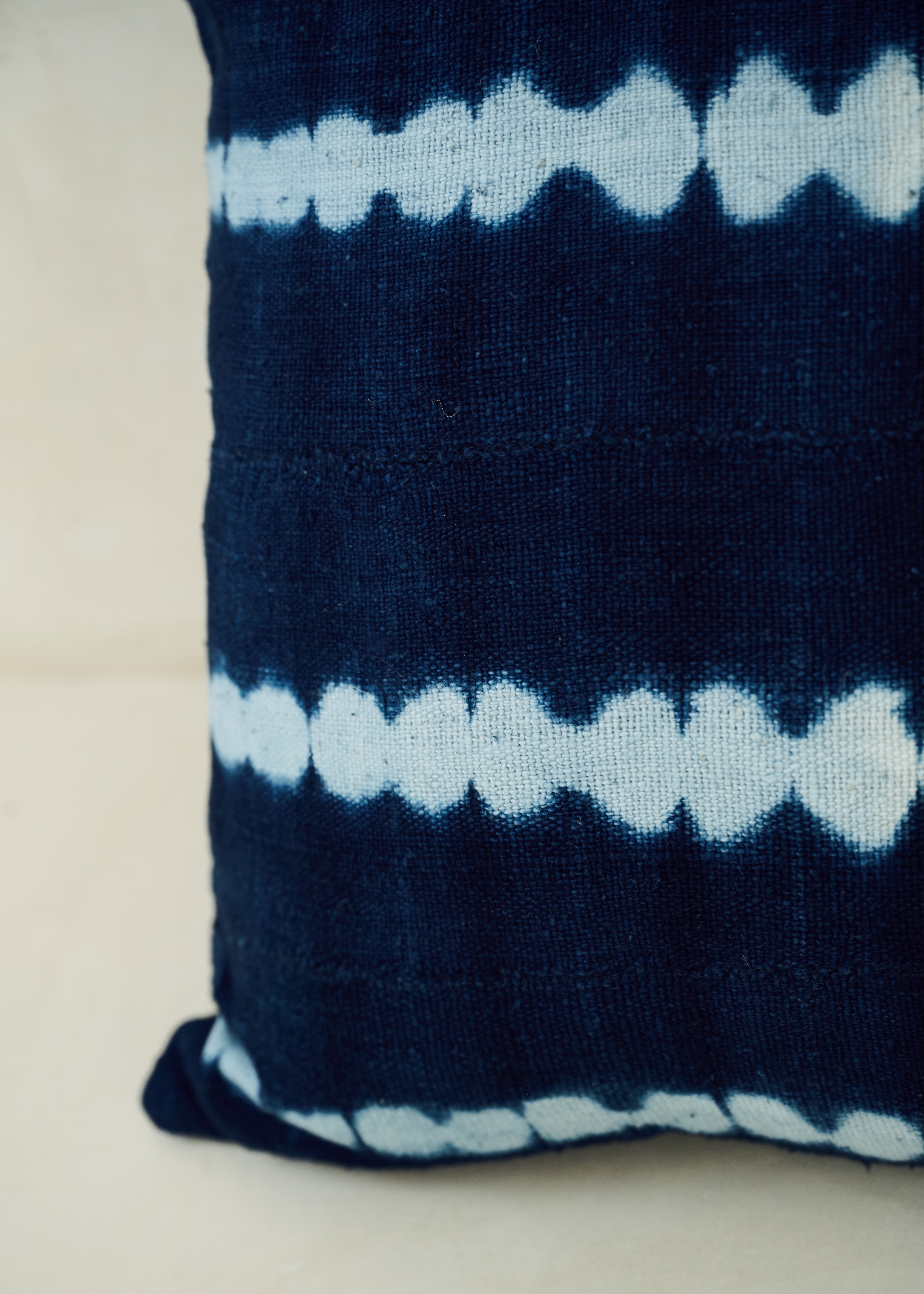 Blue Tie Dye Bogolanfini Cushion - Large Square