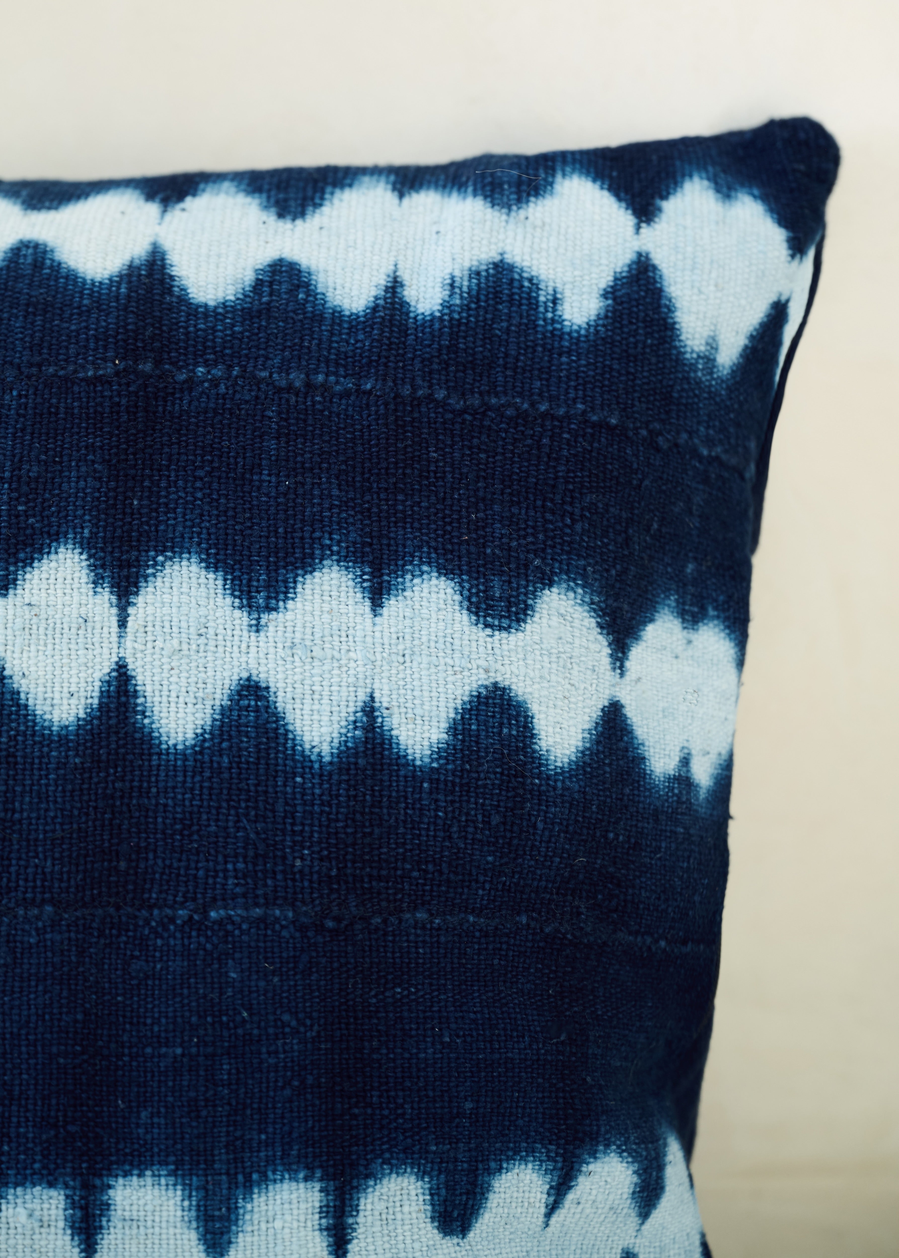 Blue Tie Dye Bogolanfini Cushion - Large Square