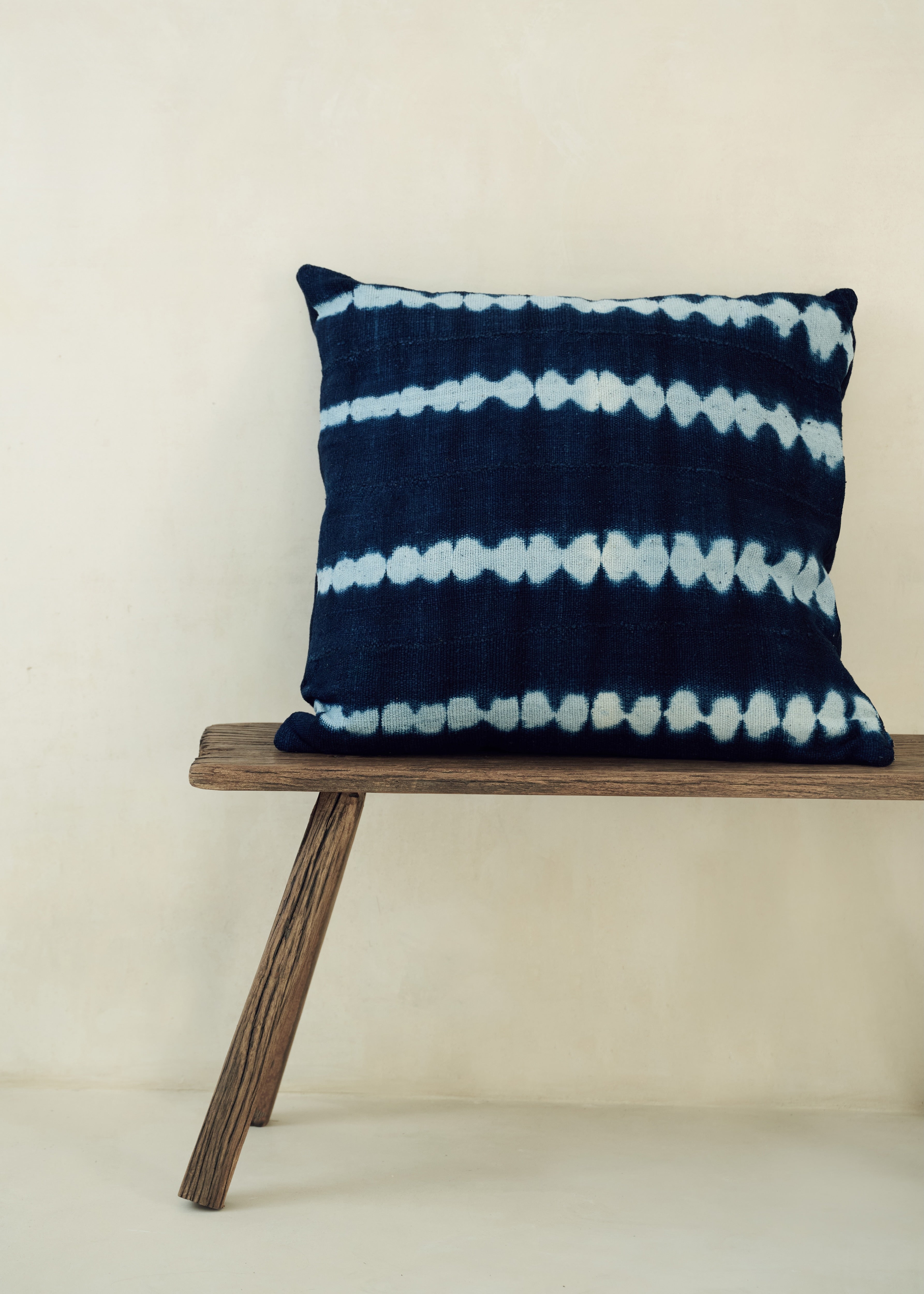 Blue Tie Dye Bogolanfini Cushion - Large Square