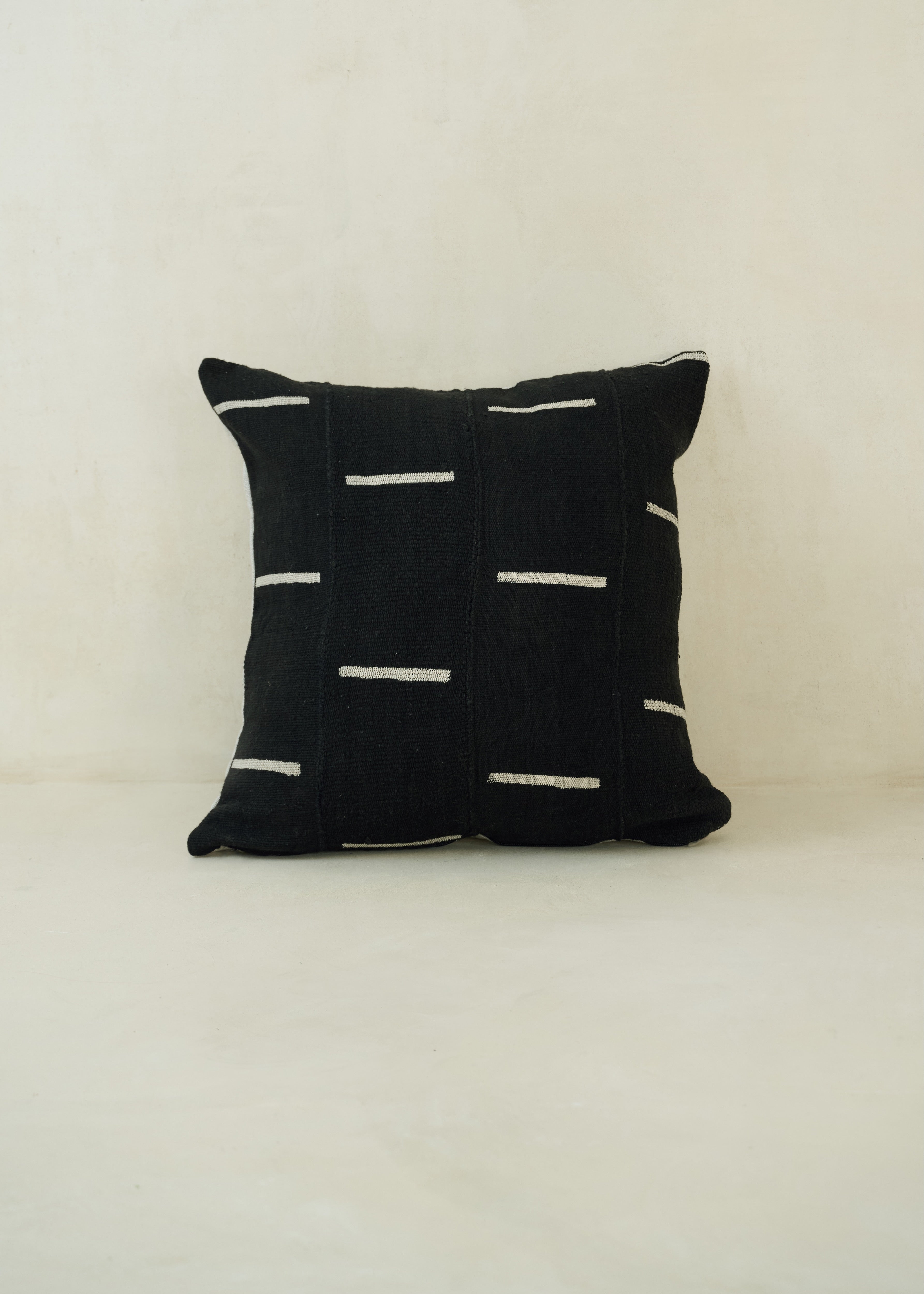 Black And Cream Stripe Bogolanfini Cushion - Square
