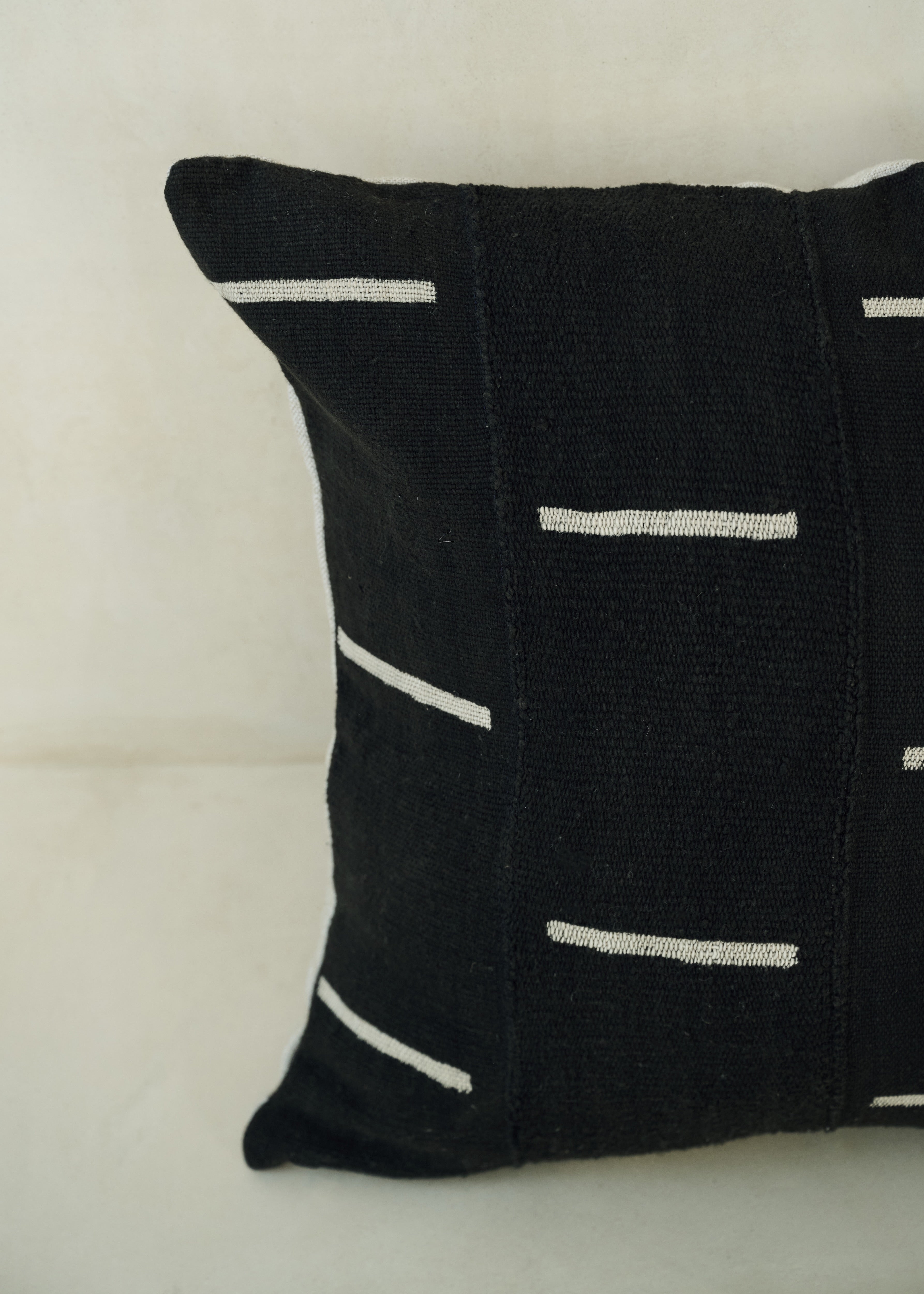 Black And Cream Stripe Bogolanfini Cushion - Square