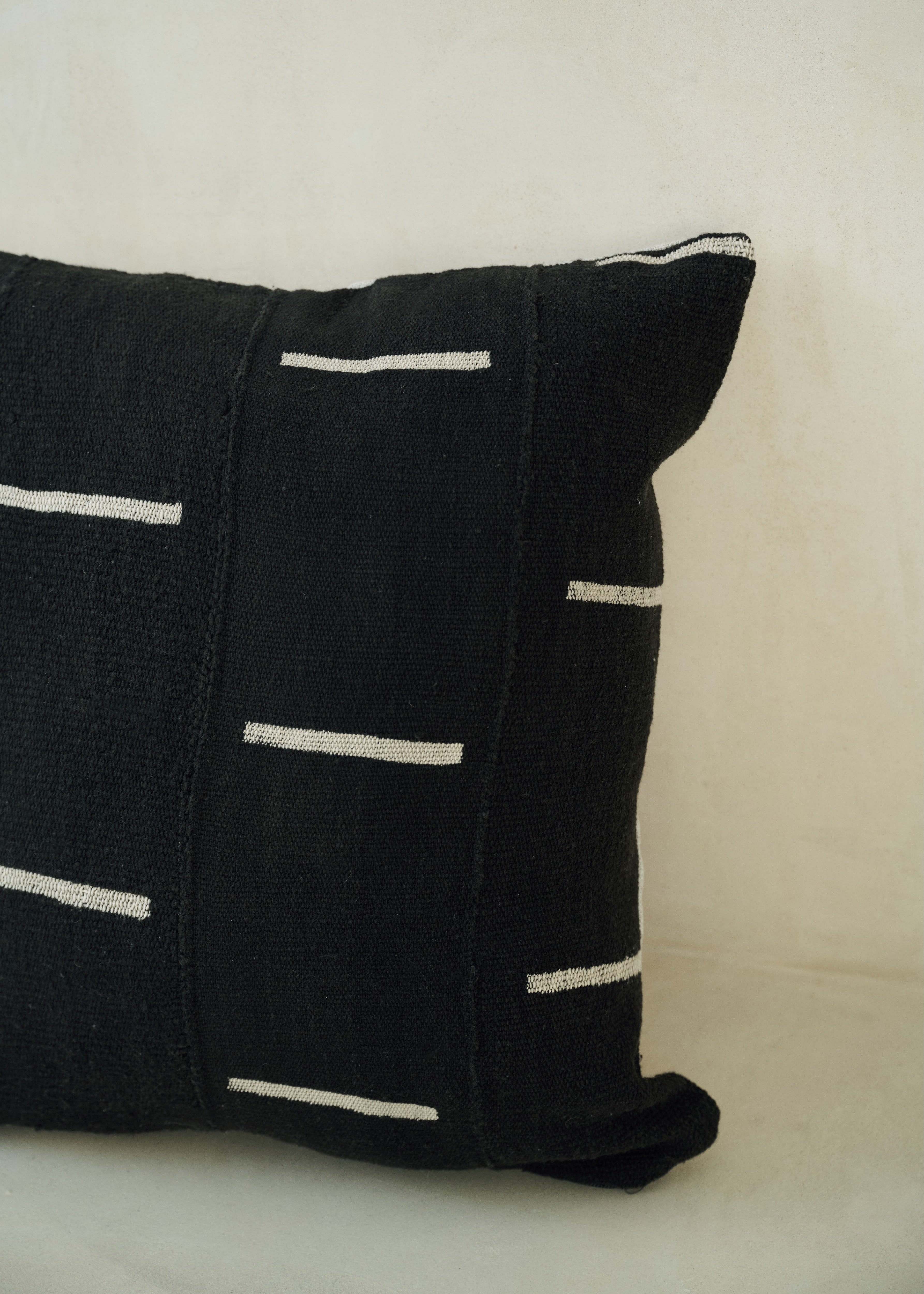 Black And Cream Stripe Bogolanfini Cushion - Square