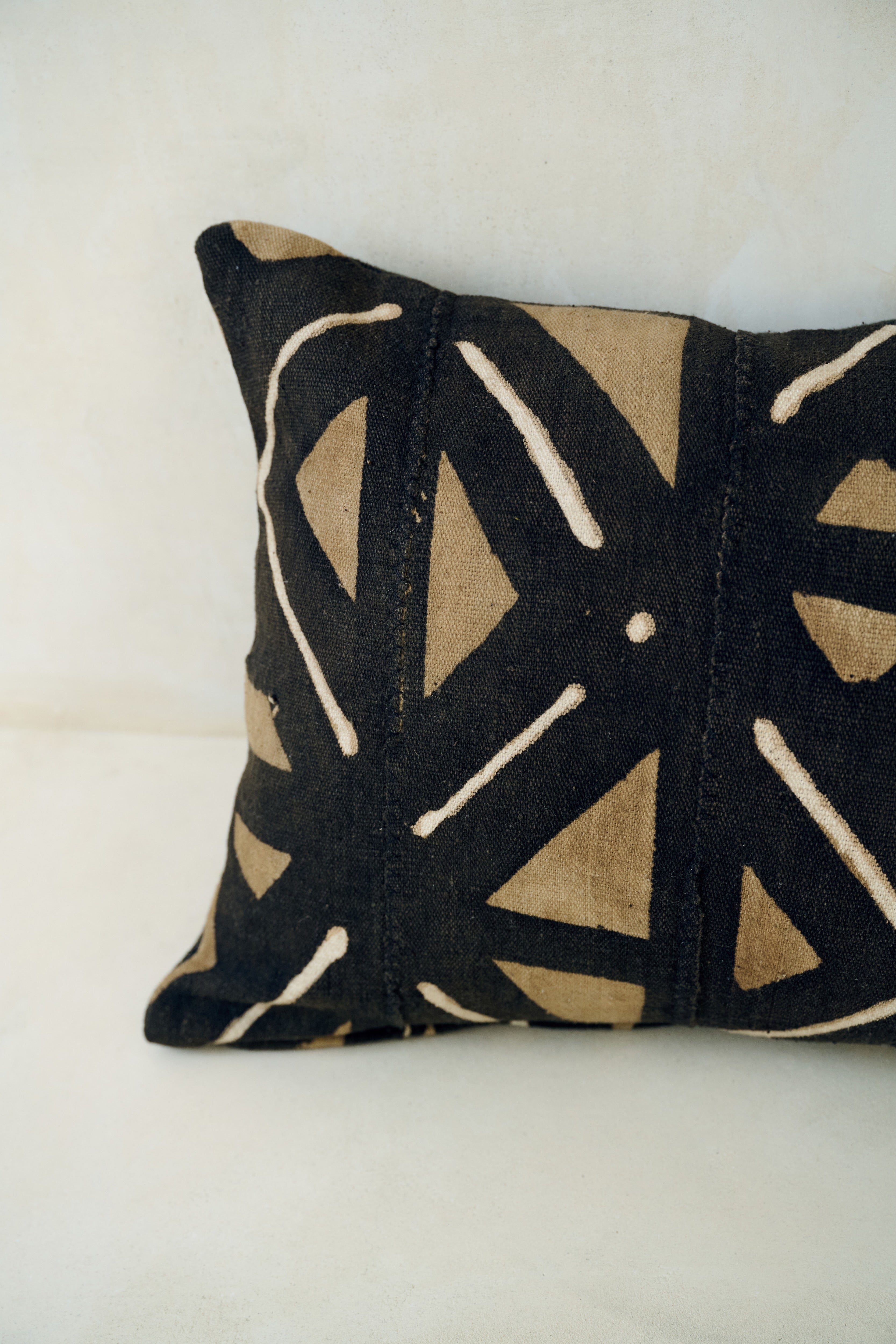 Three Tone Bold Print, Bogolanfini Cushion - Rectangle