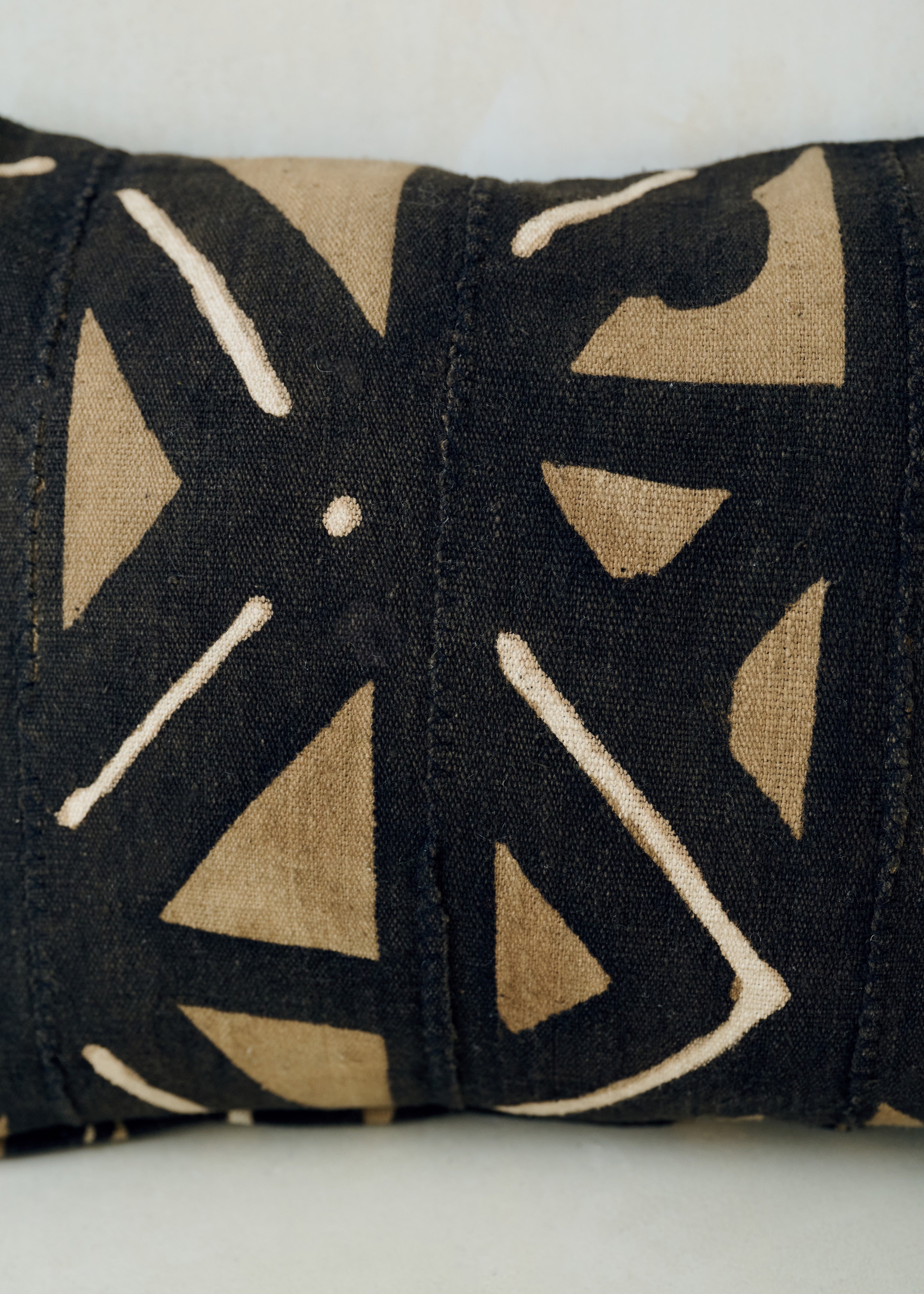 Three Tone Bold Print, Bogolanfini Cushion - Rectangle