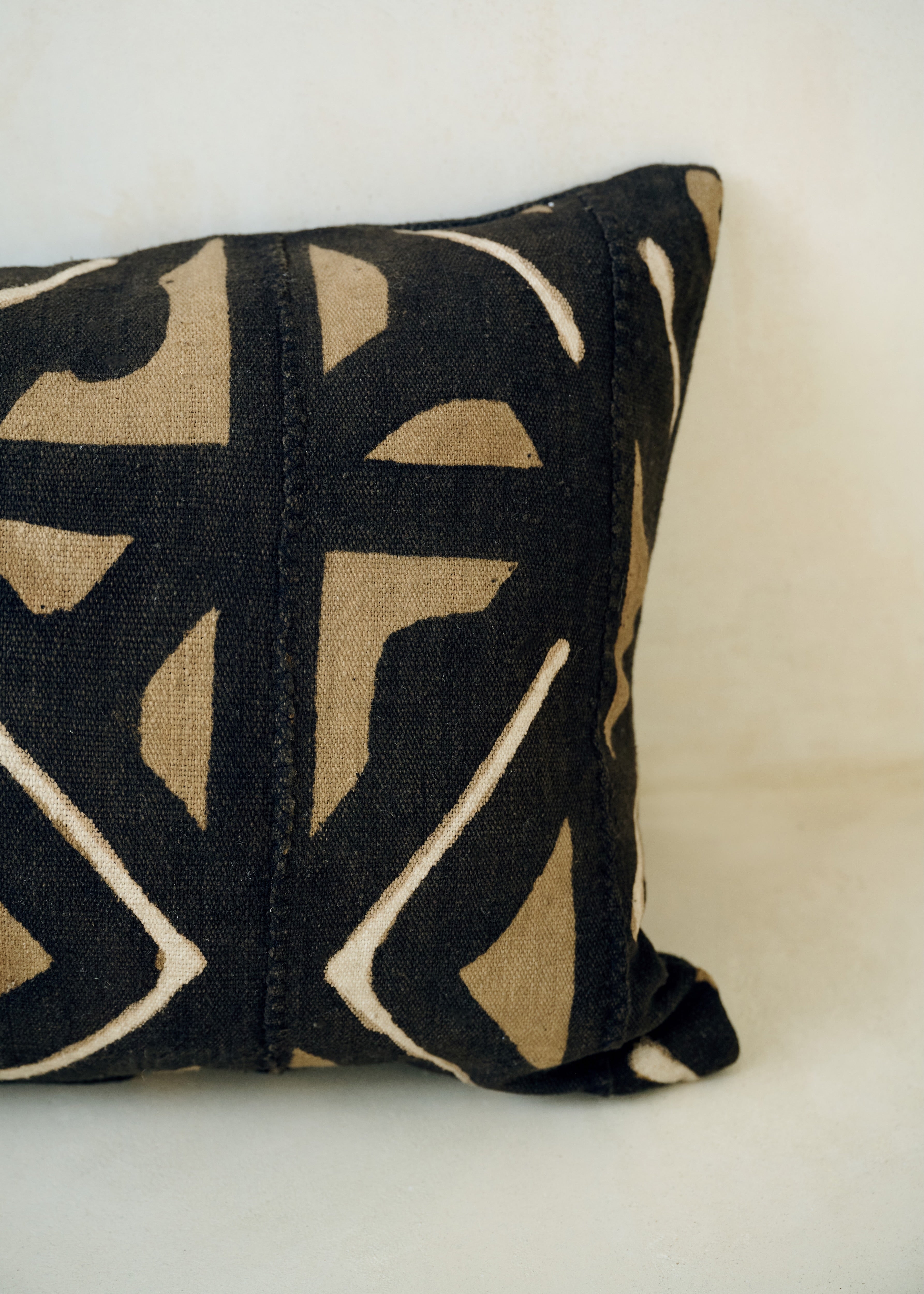 Three Tone Bold Print, Bogolanfini Cushion - Rectangle