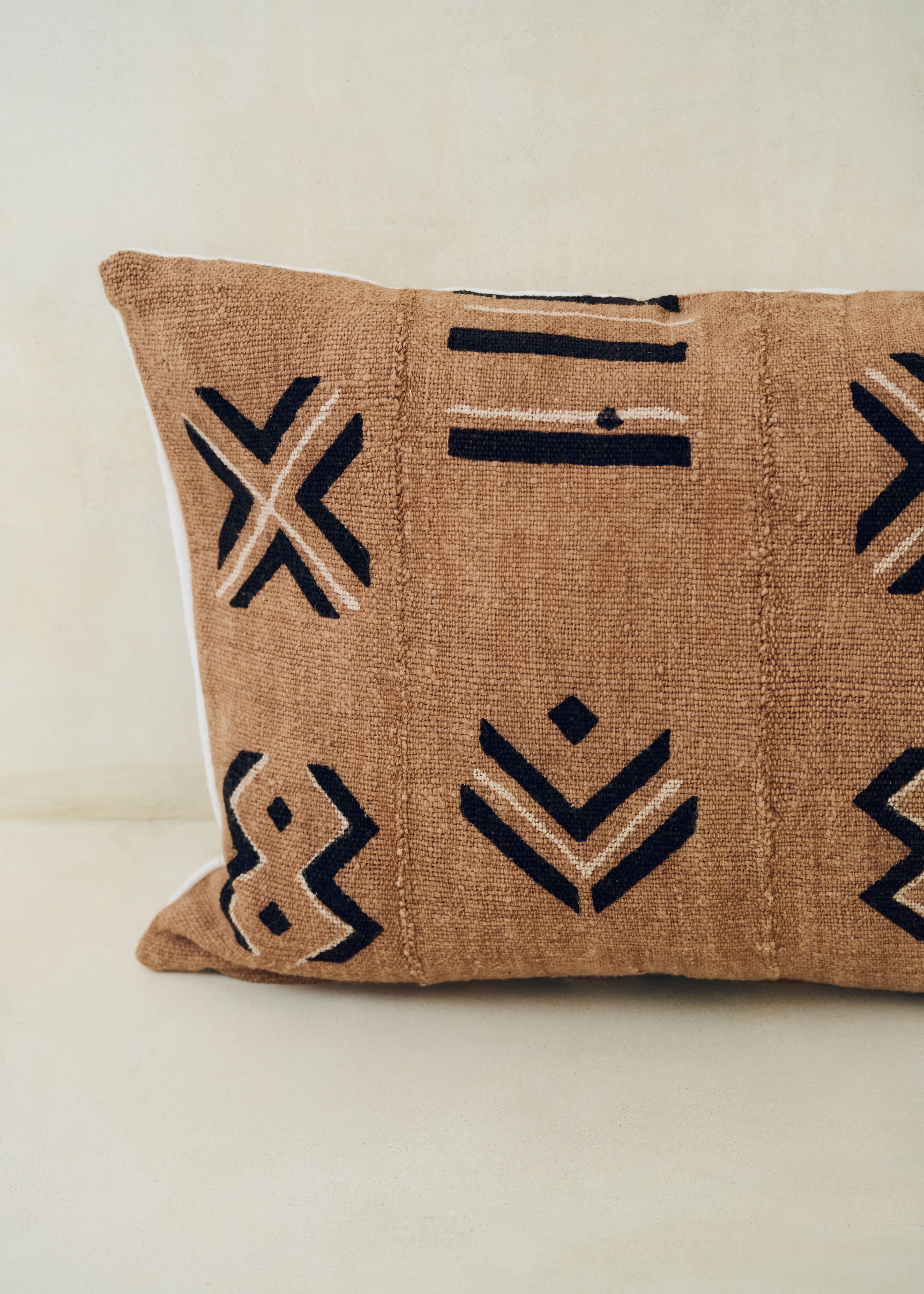Brown Graphic Print, Bogolanfini Cushion - Rectangle