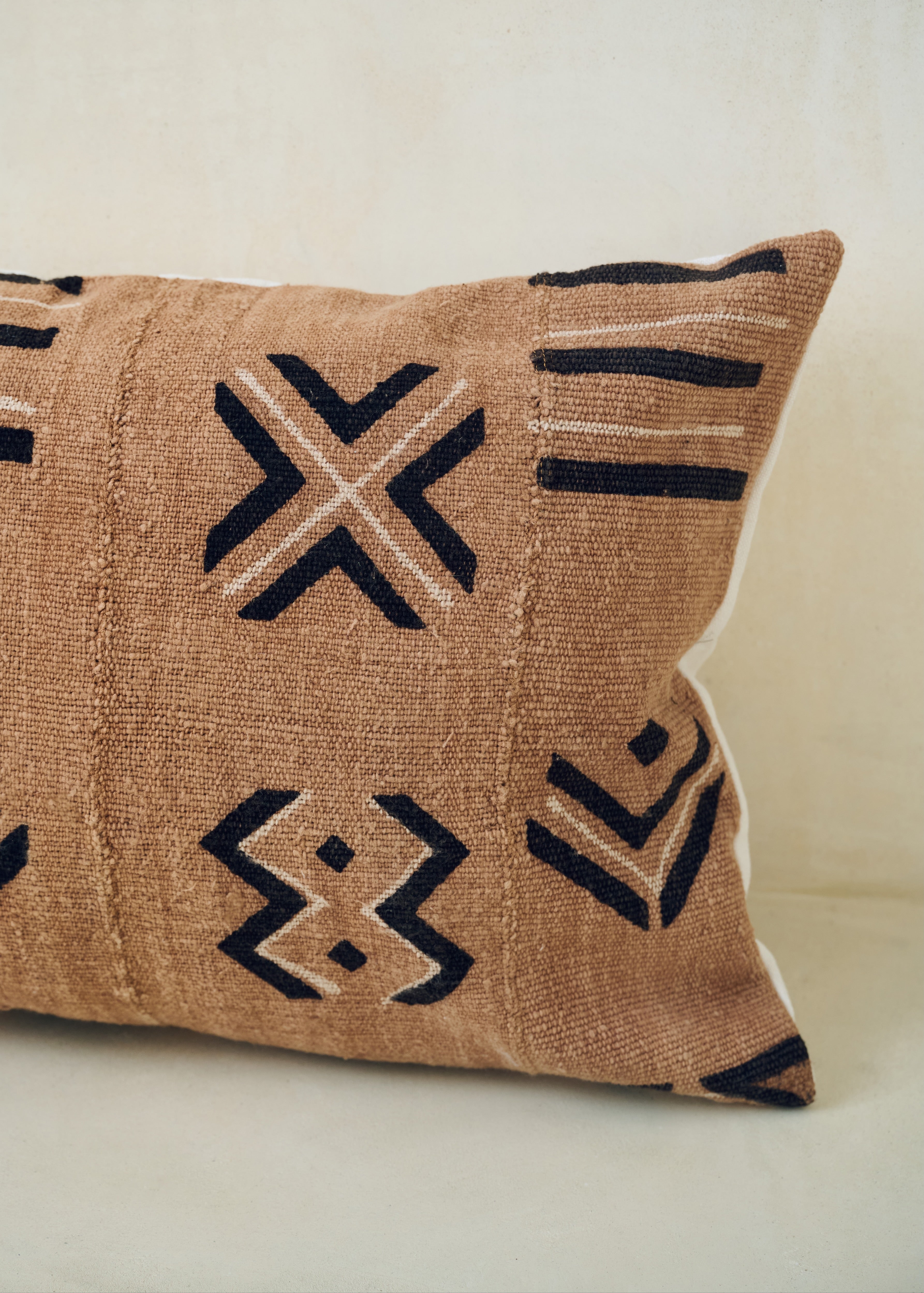Brown Graphic Print, Bogolanfini Cushion - Rectangle