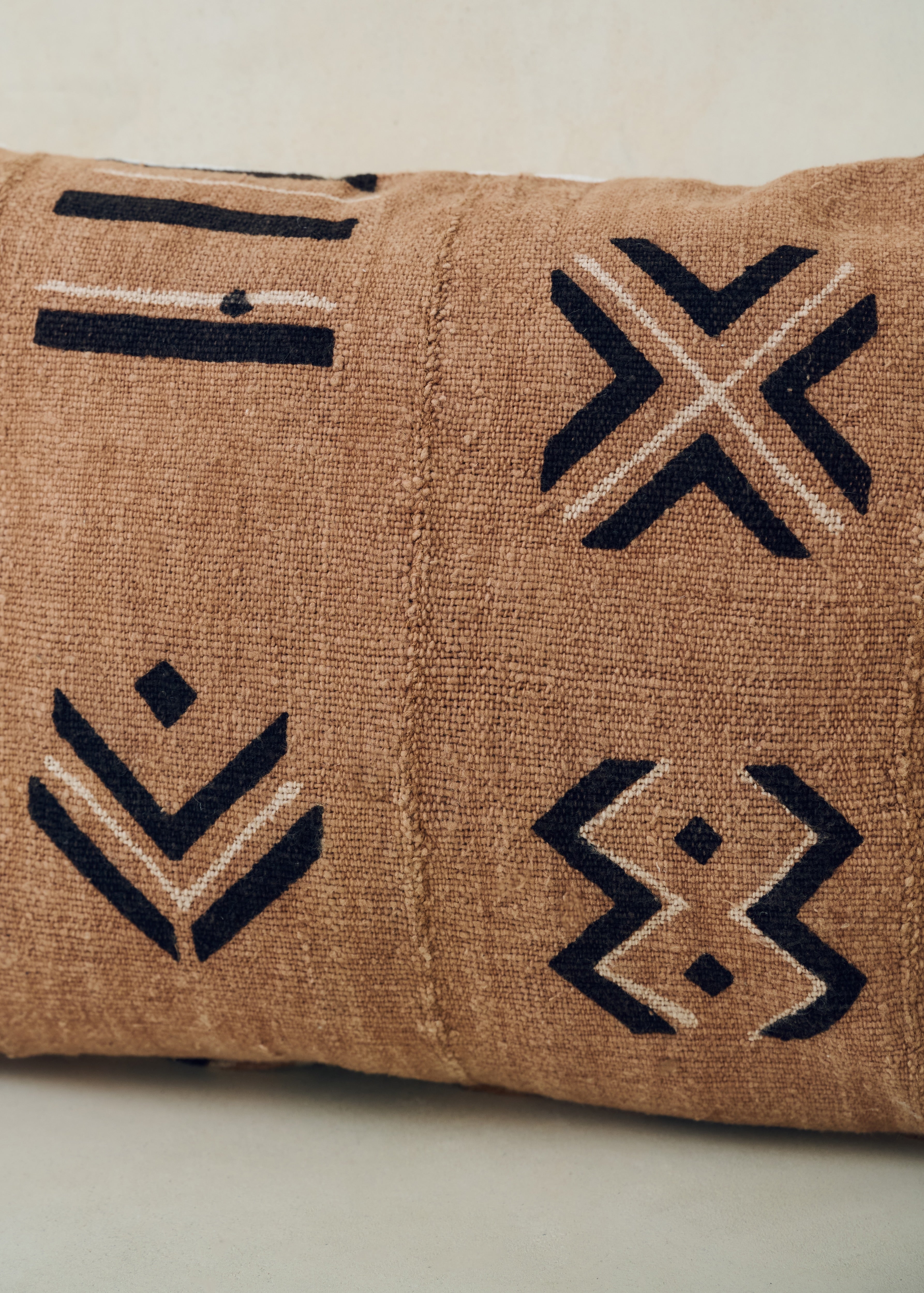 Brown Graphic Print, Bogolanfini Cushion - Rectangle
