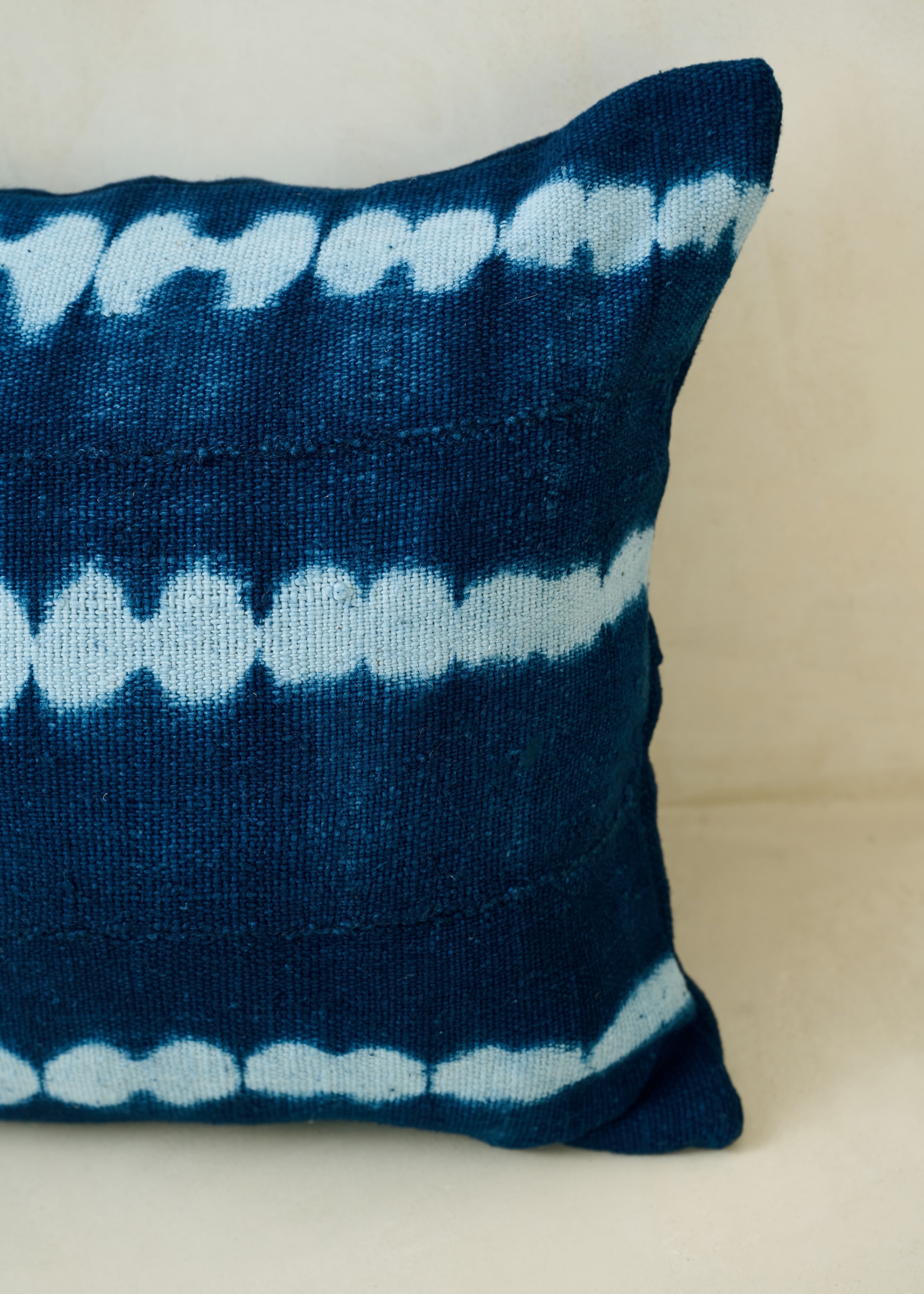 Blue Tie Dye Bogolanfini Cushion - Small Square