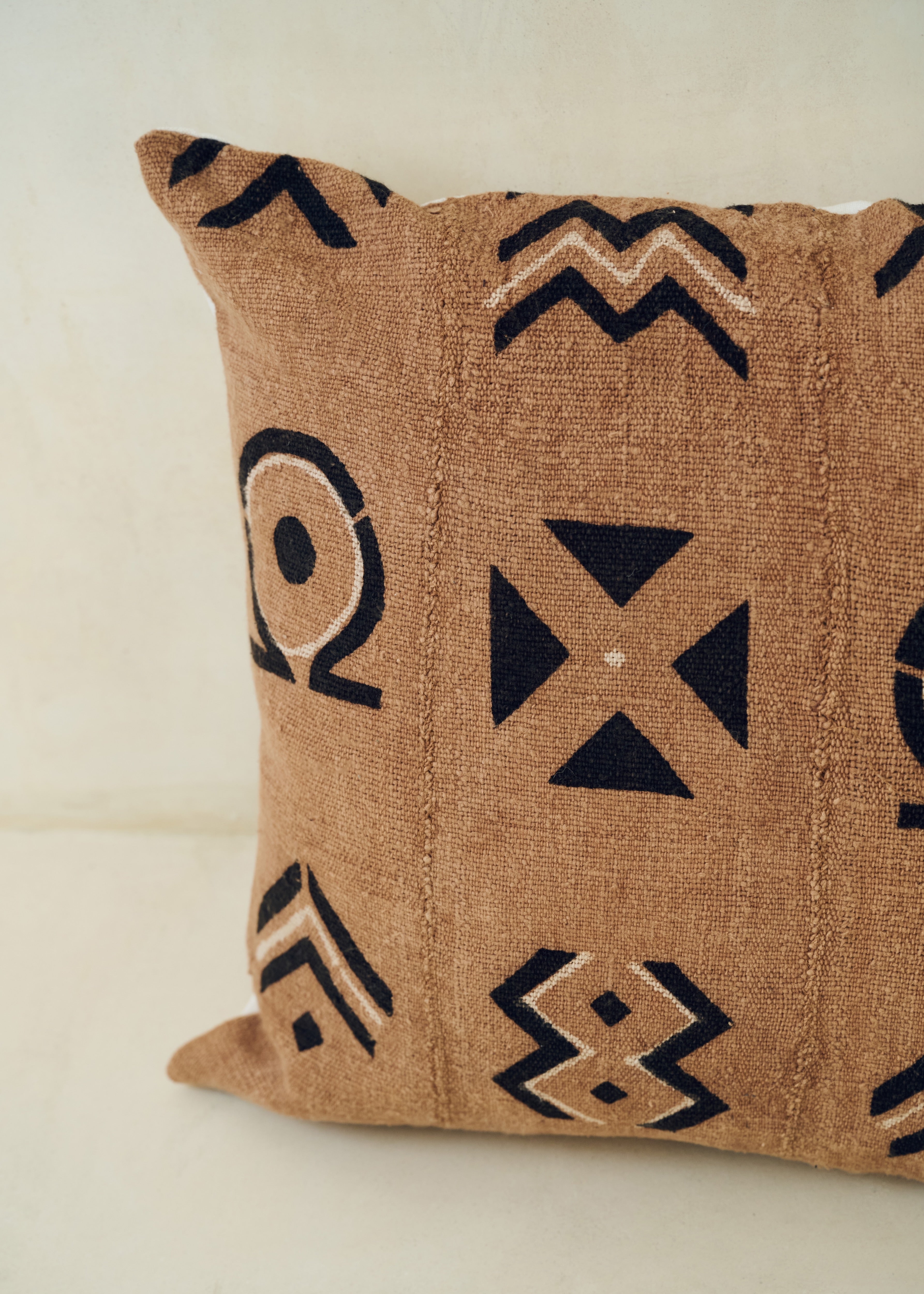 Brown Graphic Print, Bogolanfini Cushion - Square