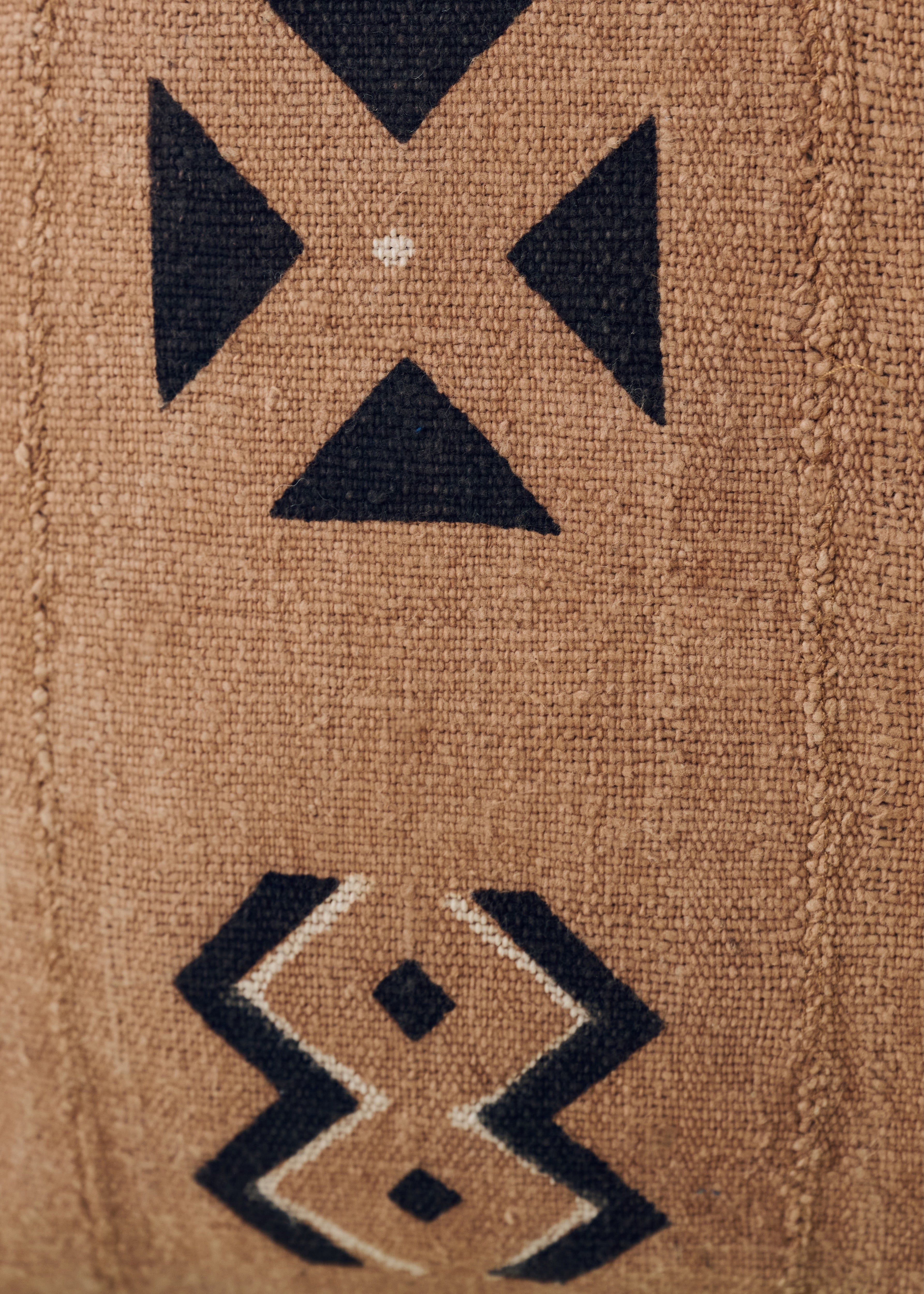 Brown Graphic Print, Bogolanfini Cushion - Square