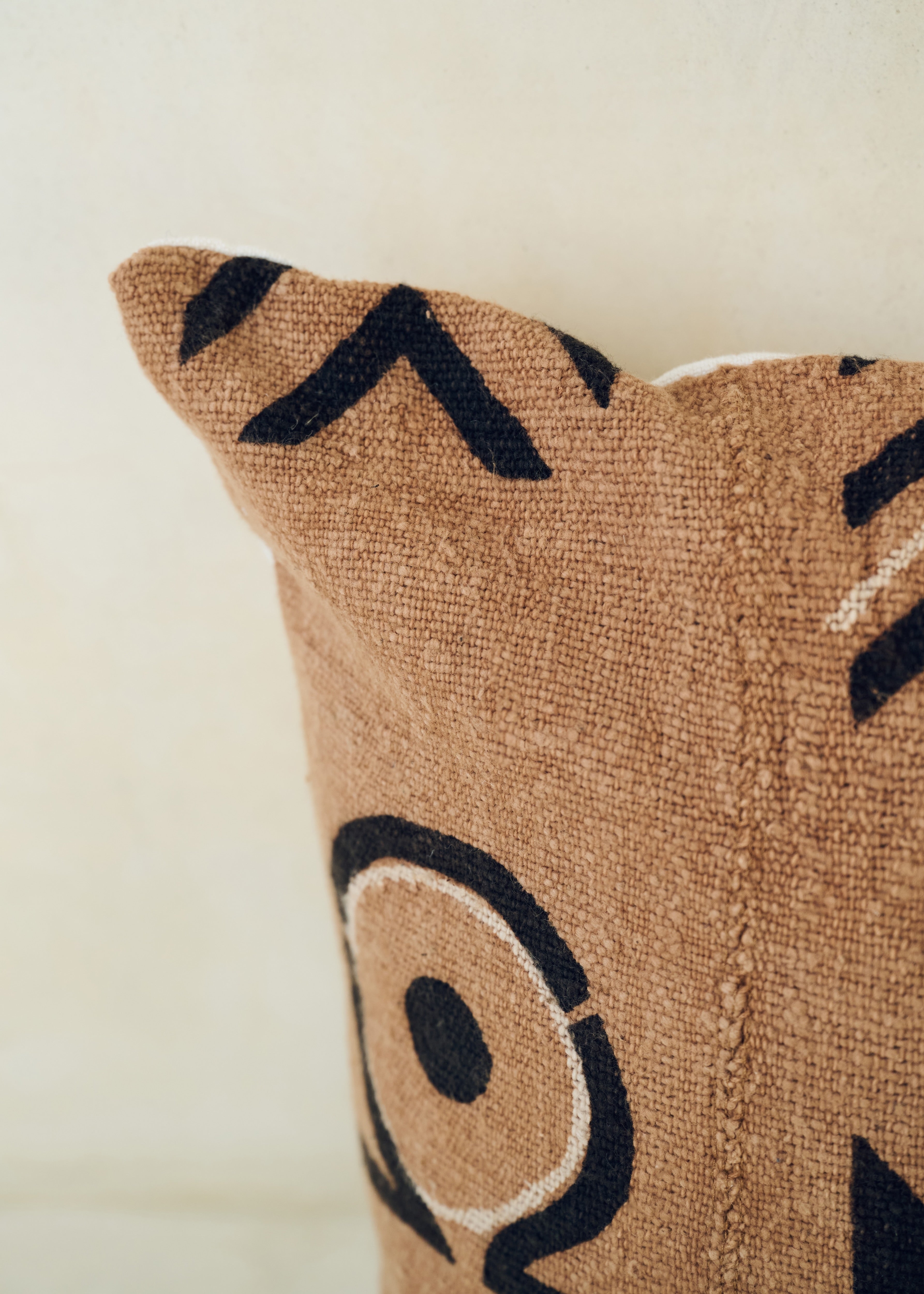 Brown Graphic Print, Bogolanfini Cushion - Square