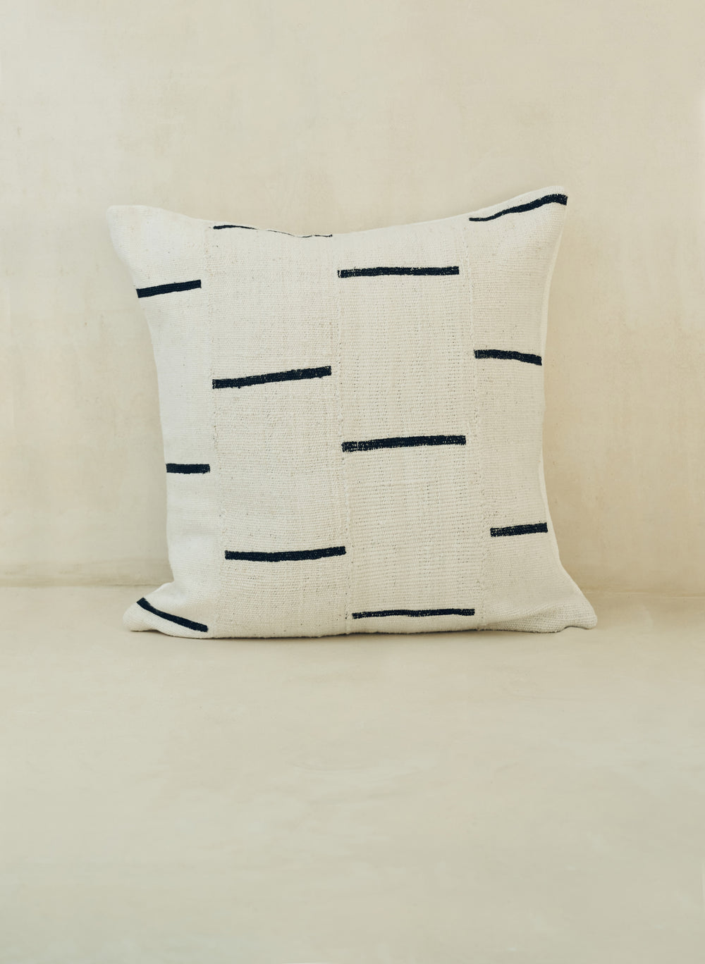 Cream And Black Stripe Bogolanfini Cushion - Square