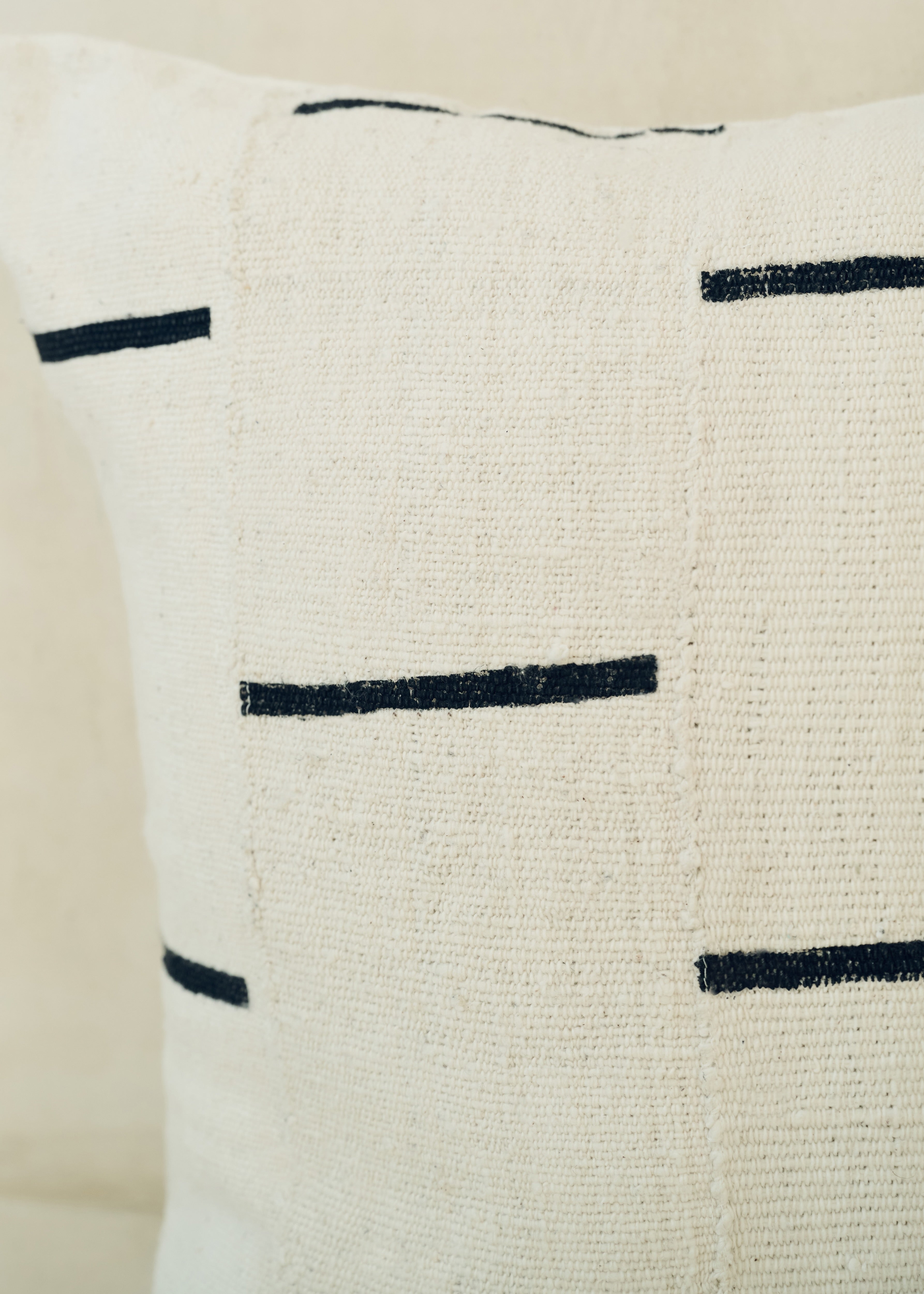 Cream And Black Stripe Bogolanfini Cushion - Square