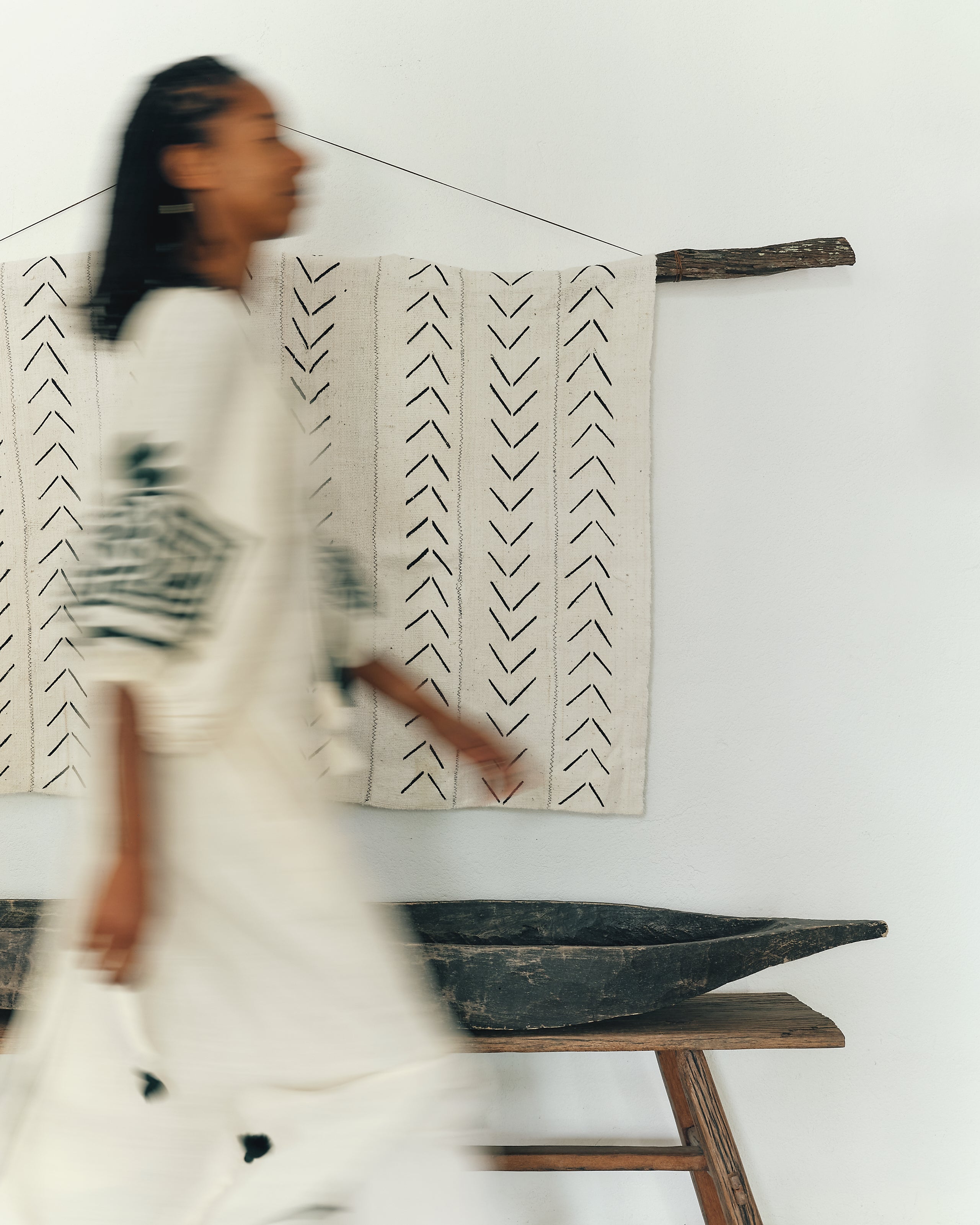 Cream Triangle Print Mud Cloth