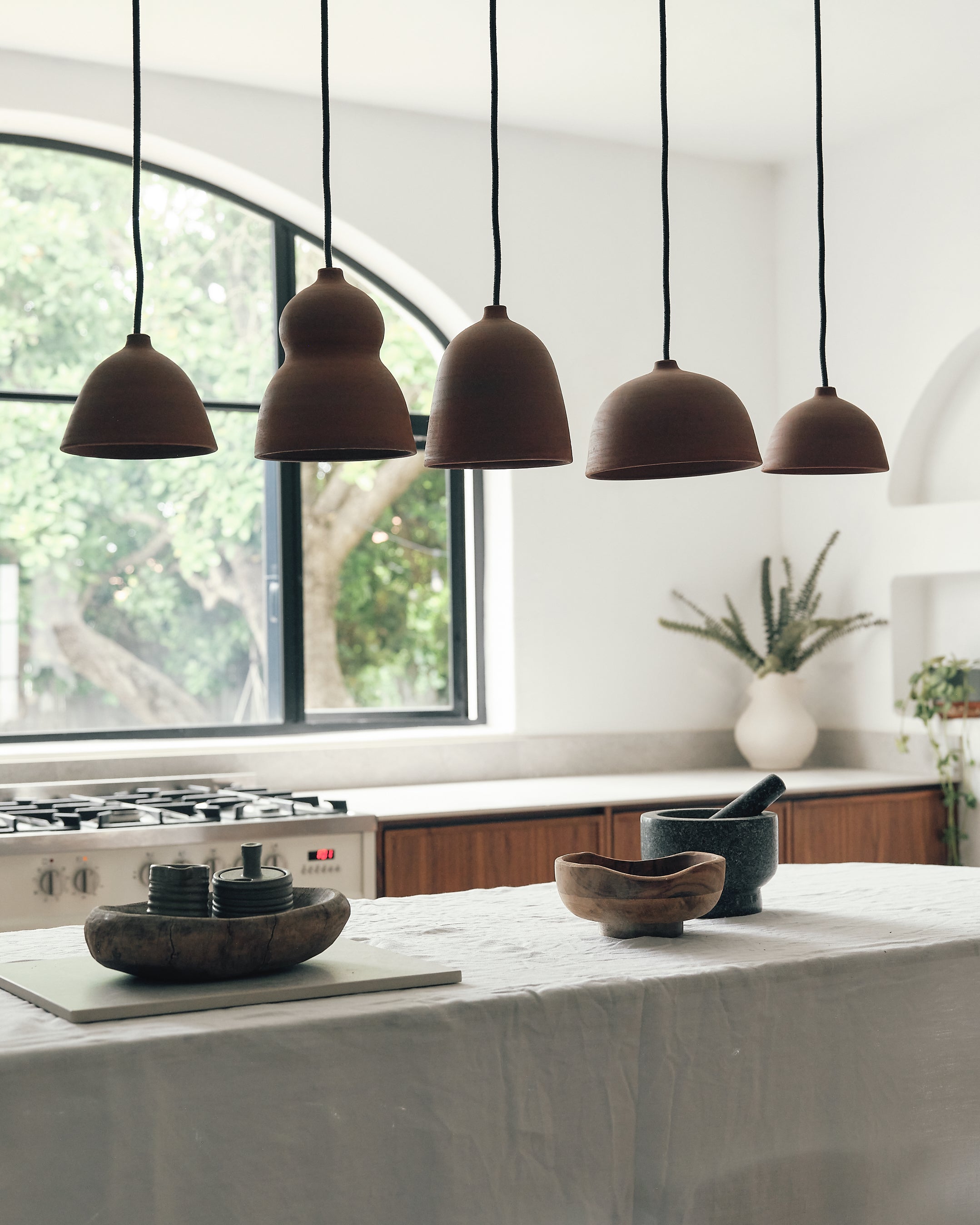 Burnt Terracotta Pendant Set Of 5