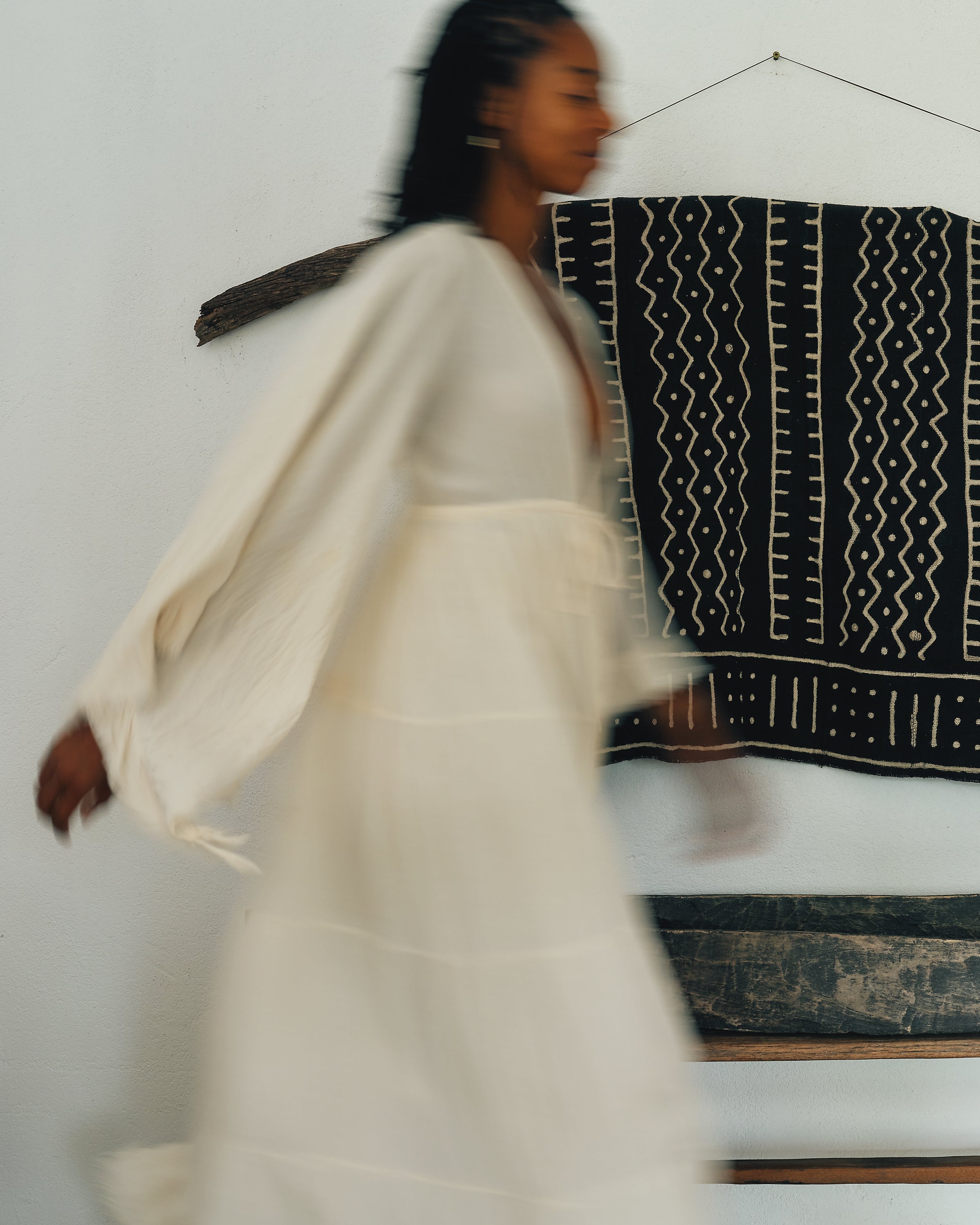 Black Detailed Print Mud Cloth